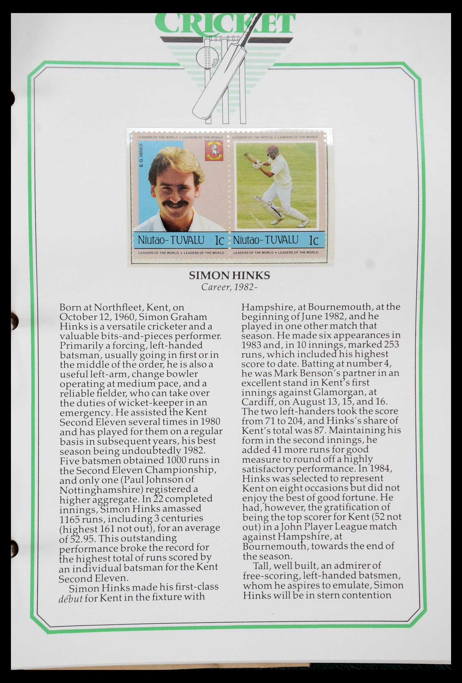35594 284 - Postzegelverzameling 35594 Motief Cricket 1962-1996.