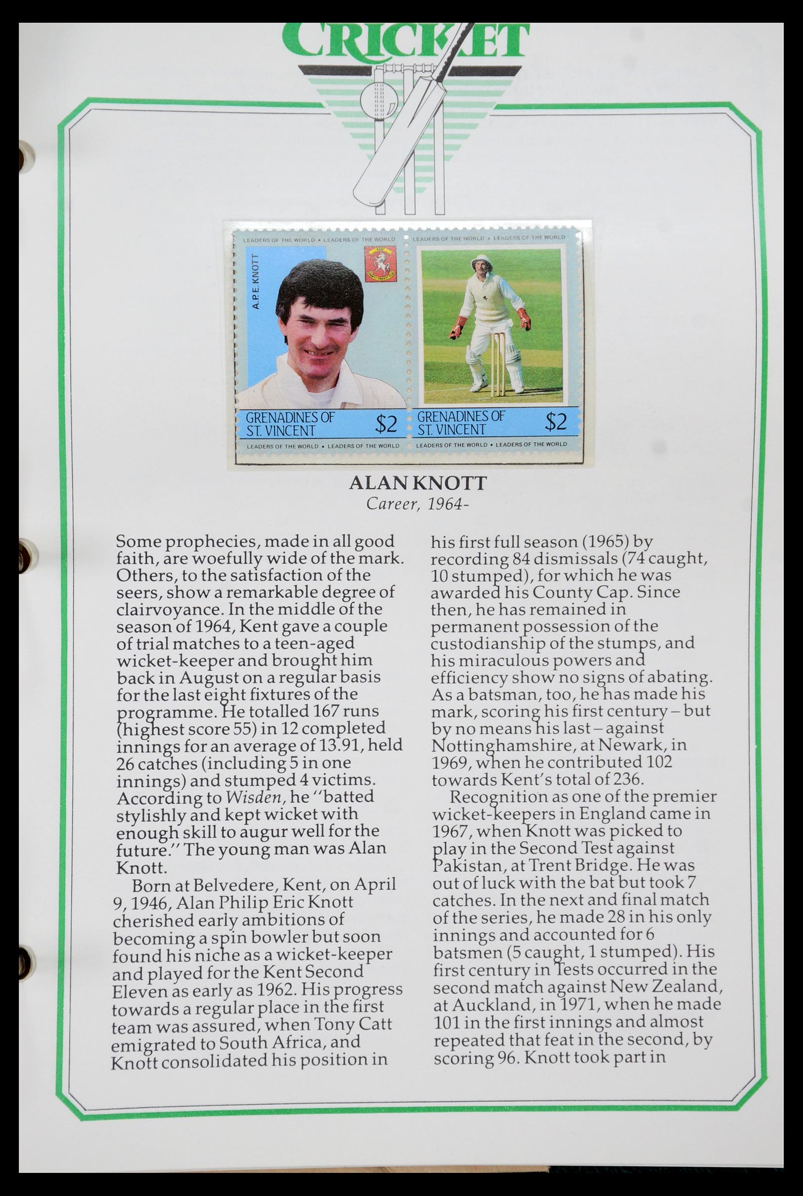 35594 287 - Postzegelverzameling 35594 Motief Cricket 1962-1996.
