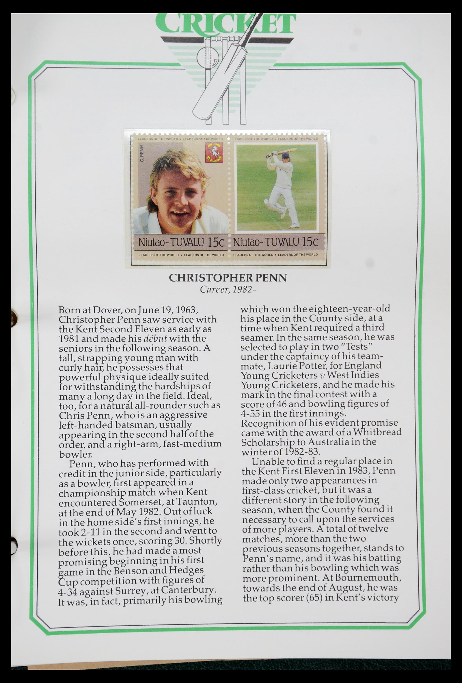 35594 289 - Postzegelverzameling 35594 Motief Cricket 1962-1996.