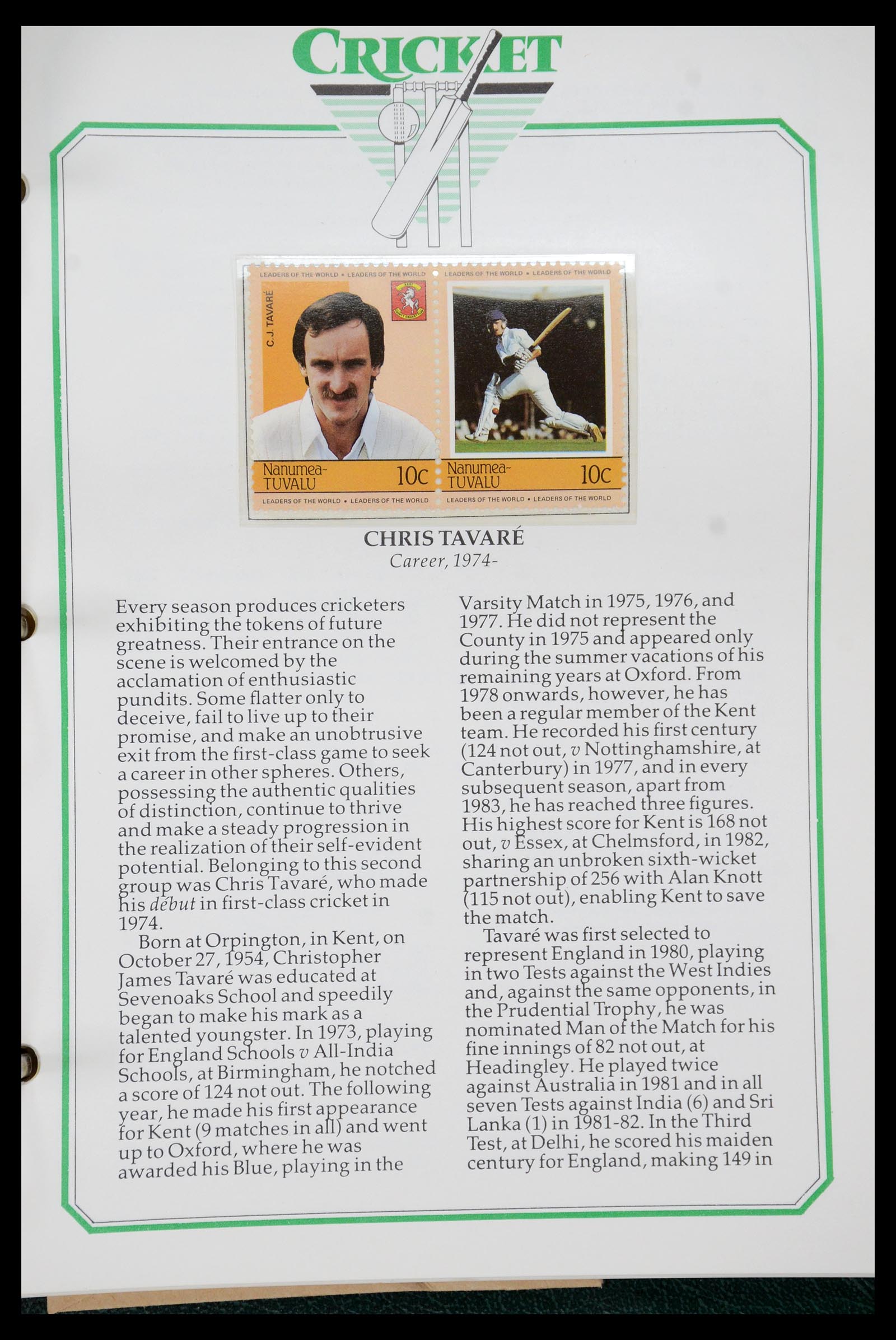 35594 291 - Postzegelverzameling 35594 Motief Cricket 1962-1996.