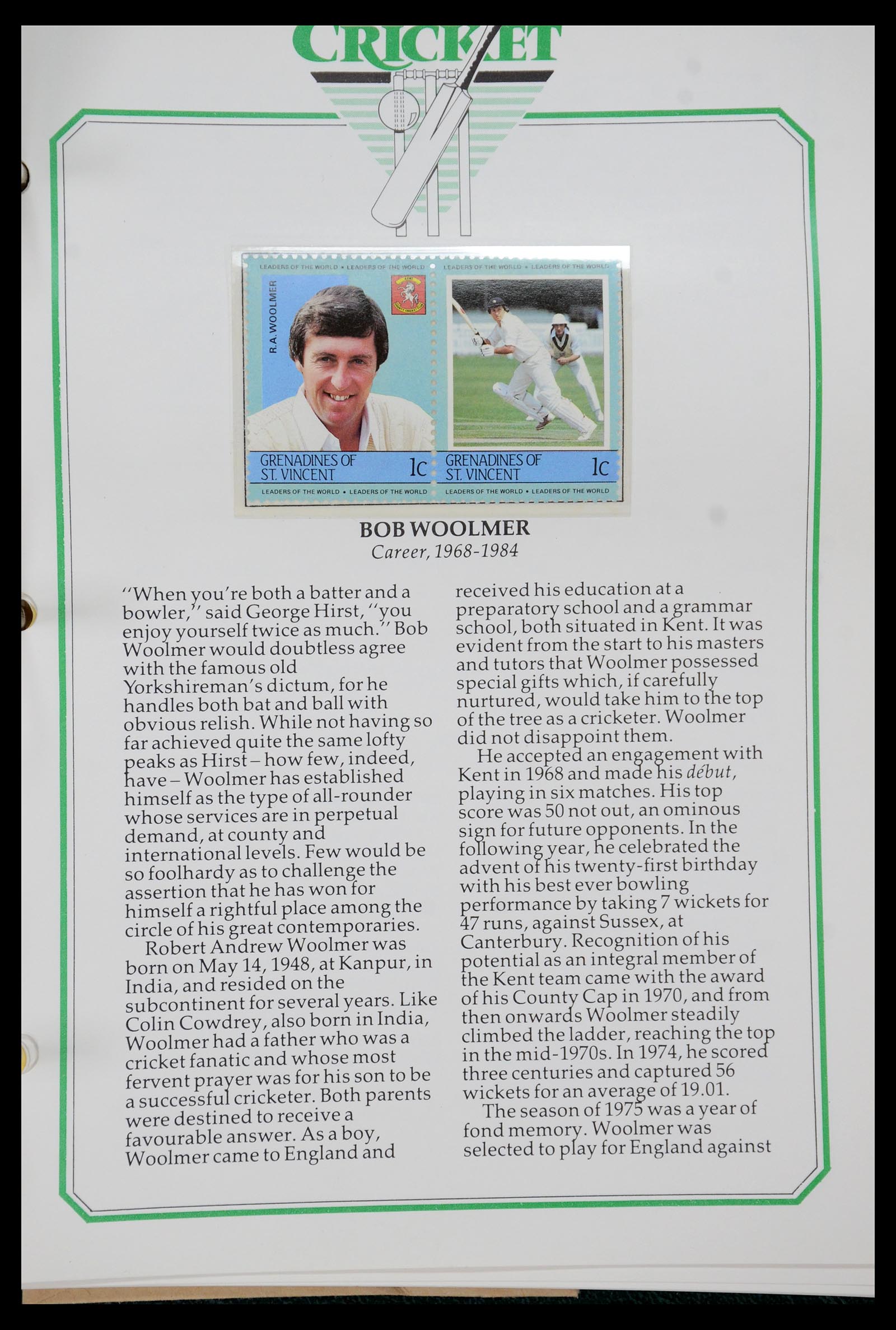 35594 295 - Postzegelverzameling 35594 Motief Cricket 1962-1996.