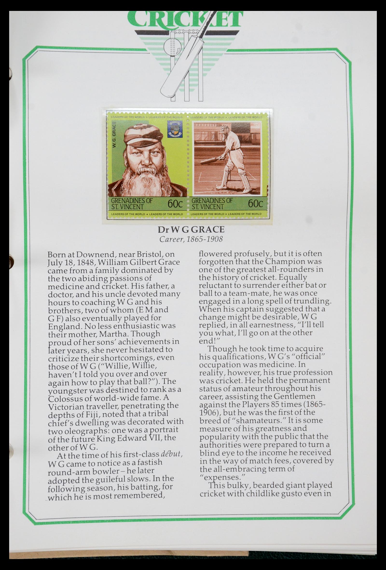 35594 296 - Postzegelverzameling 35594 Motief Cricket 1962-1996.
