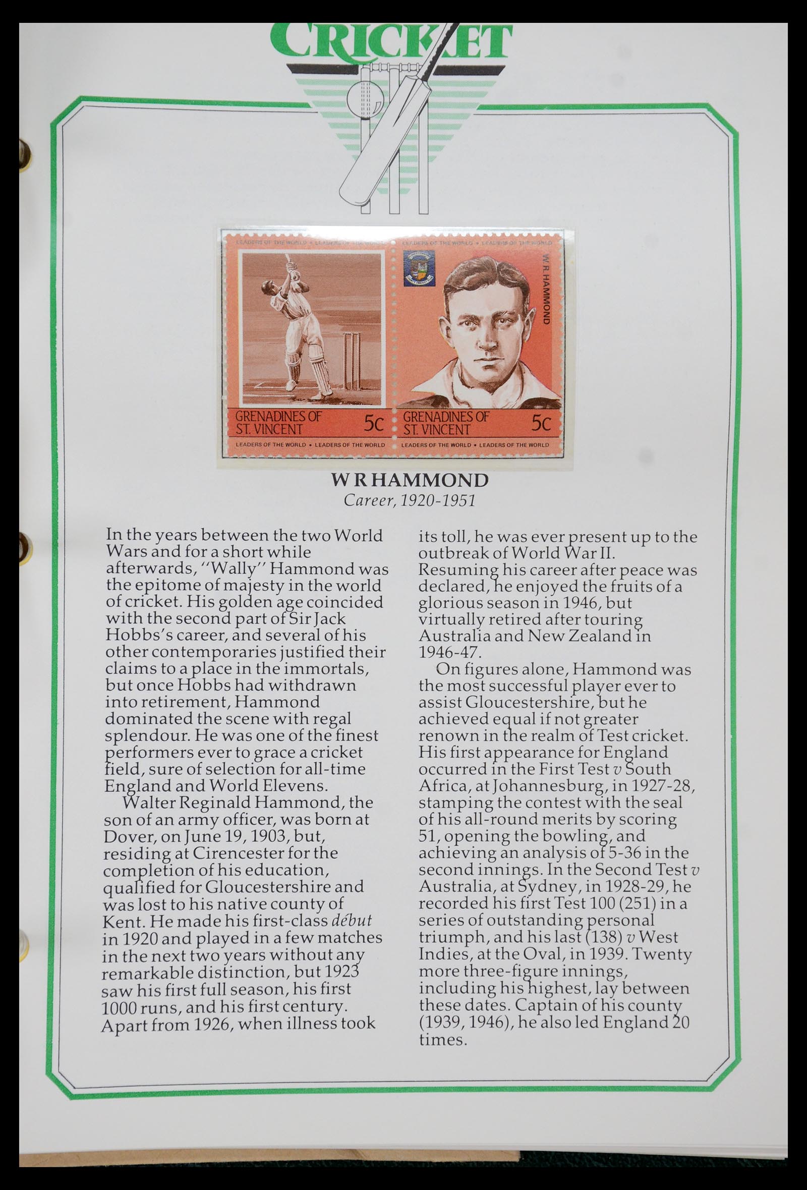 35594 297 - Postzegelverzameling 35594 Motief Cricket 1962-1996.