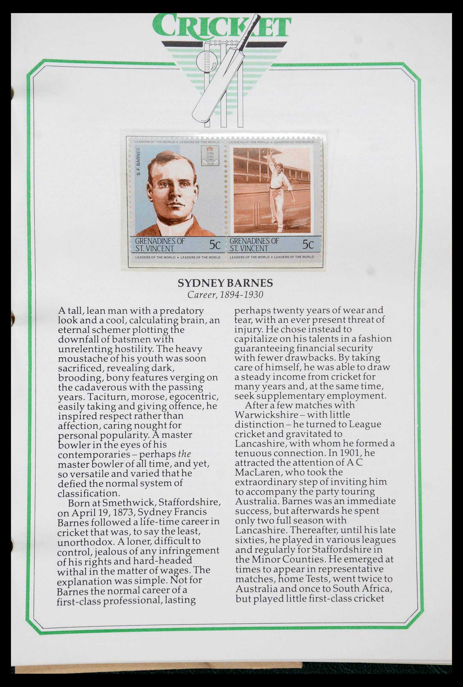 35594 299 - Postzegelverzameling 35594 Motief Cricket 1962-1996.