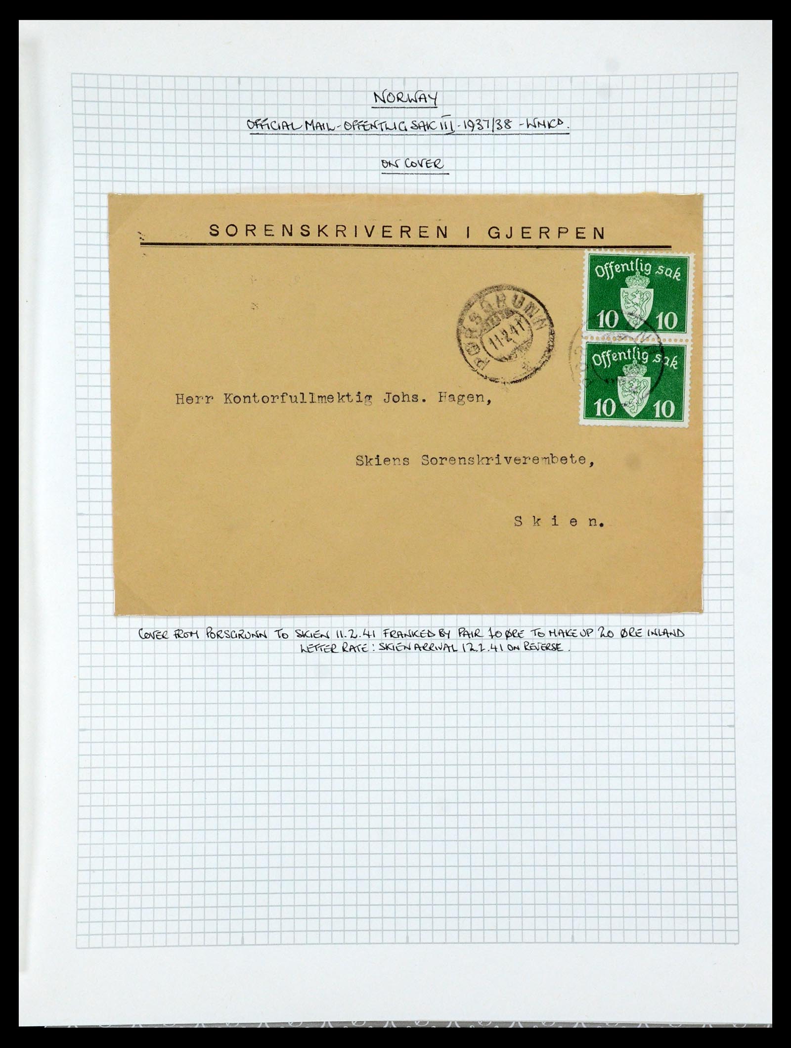 35667 122 - Postzegelverzameling 35667 Noorwegen dienst 1849-1982.