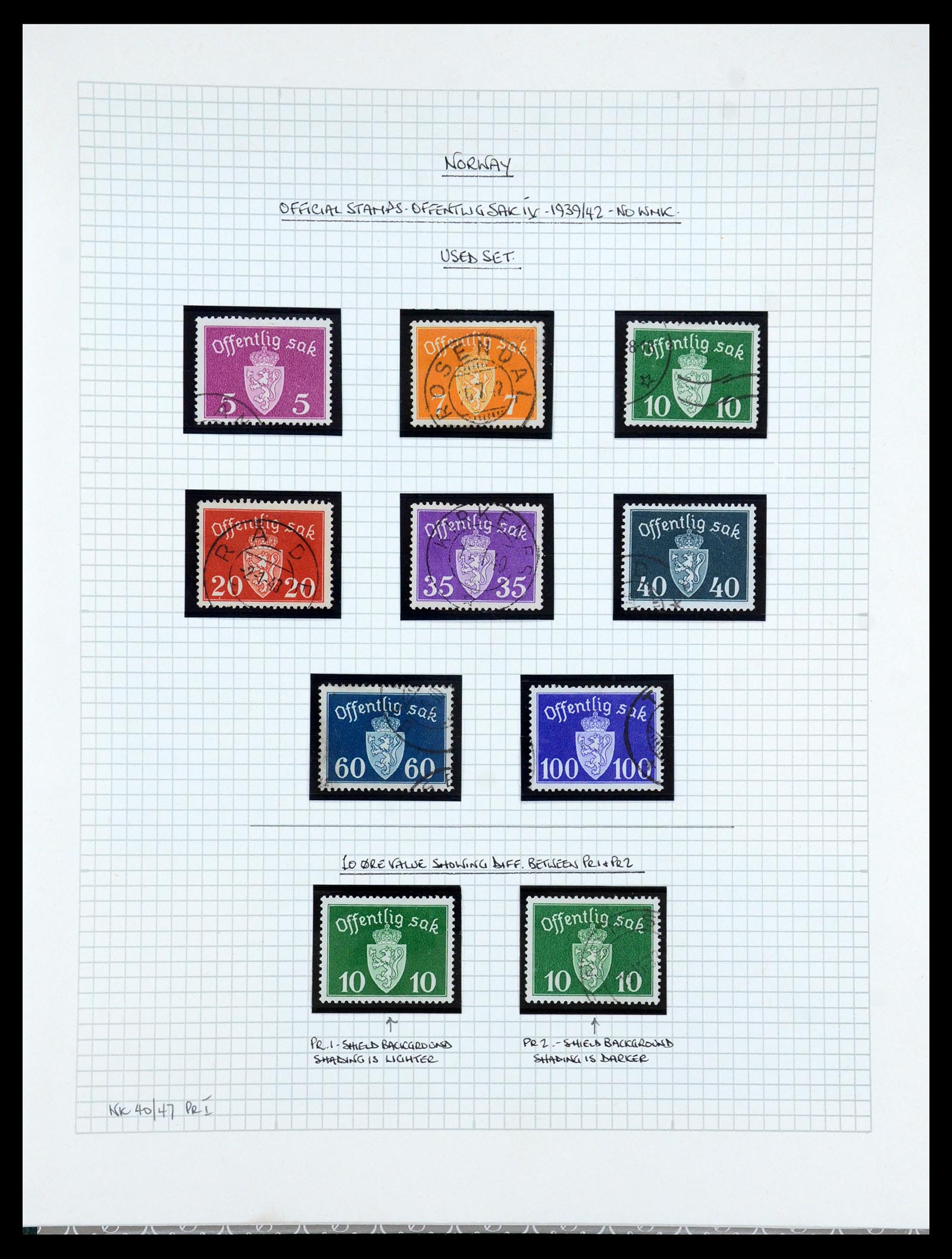 35667 126 - Postzegelverzameling 35667 Noorwegen dienst 1849-1982.
