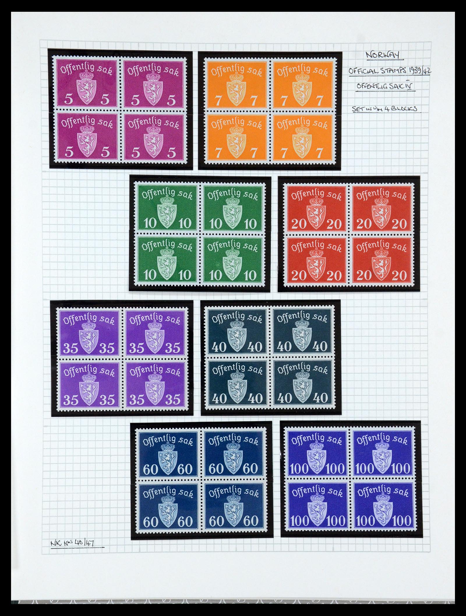 35667 127 - Postzegelverzameling 35667 Noorwegen dienst 1849-1982.