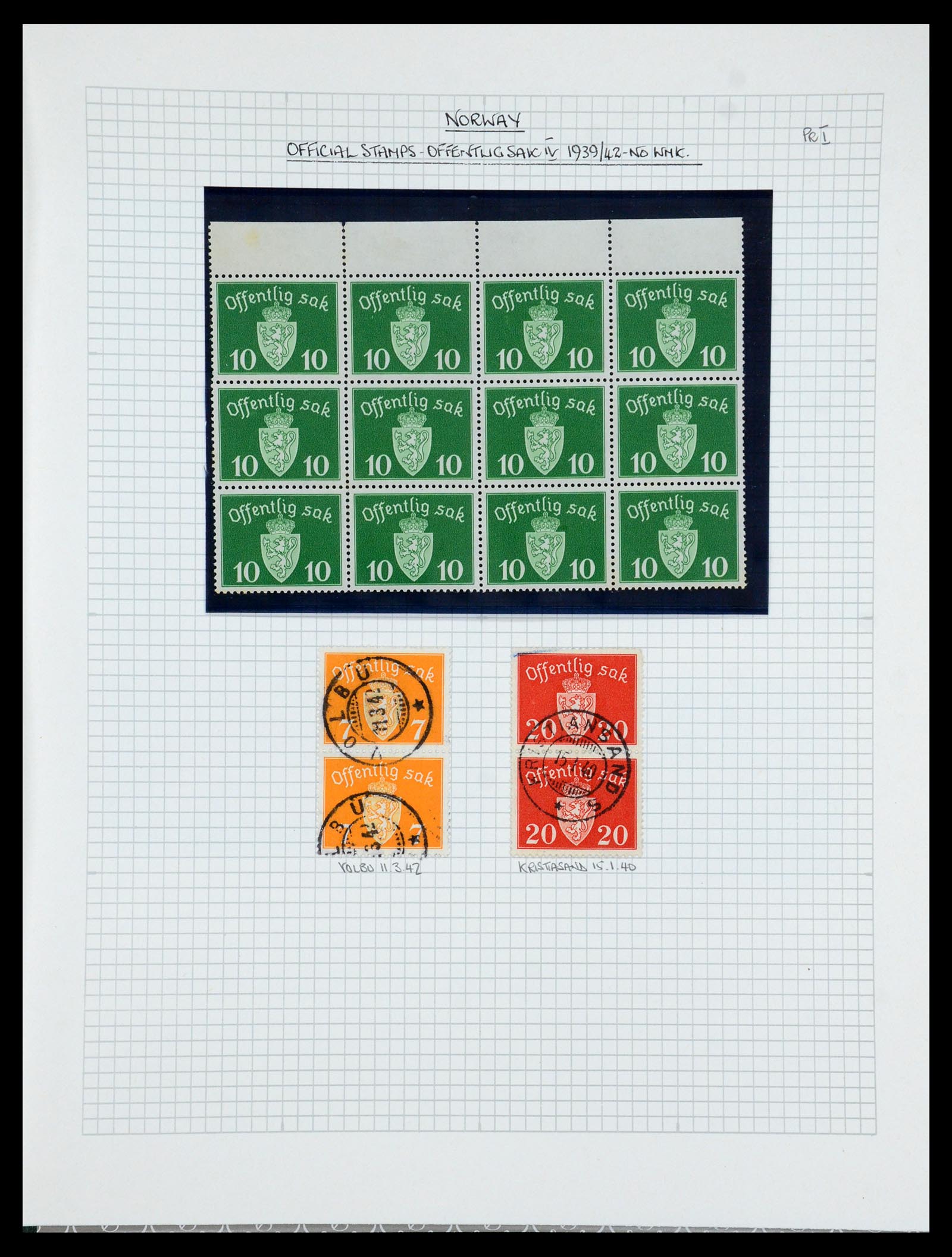 35667 129 - Postzegelverzameling 35667 Noorwegen dienst 1849-1982.