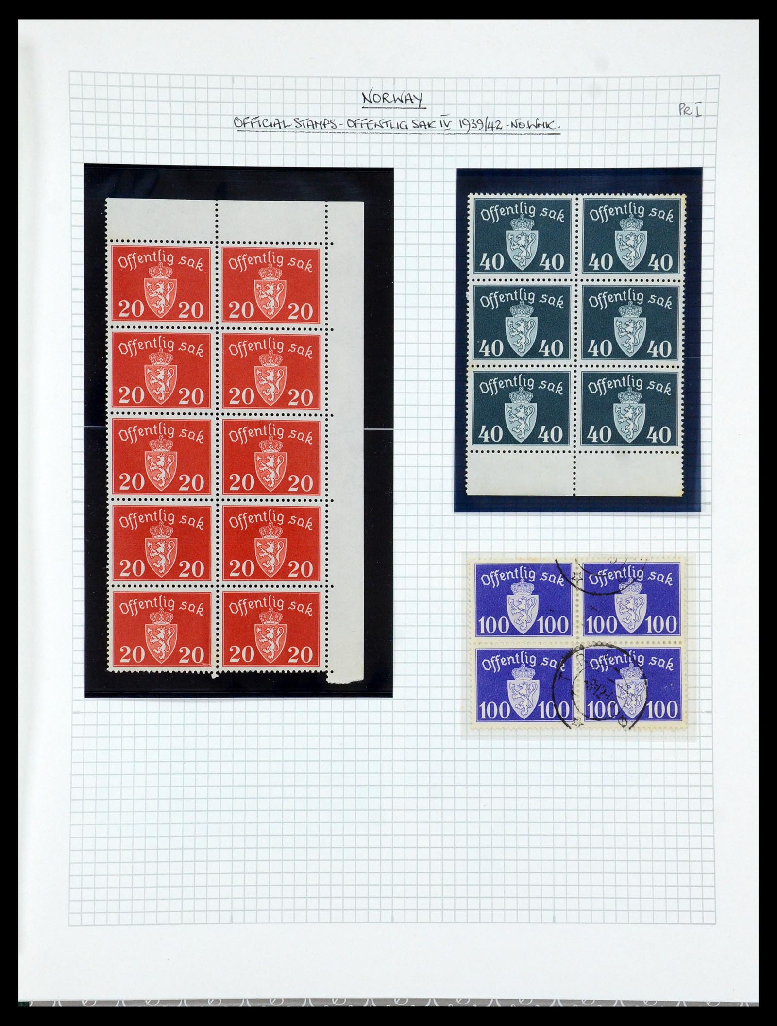 35667 130 - Postzegelverzameling 35667 Noorwegen dienst 1849-1982.