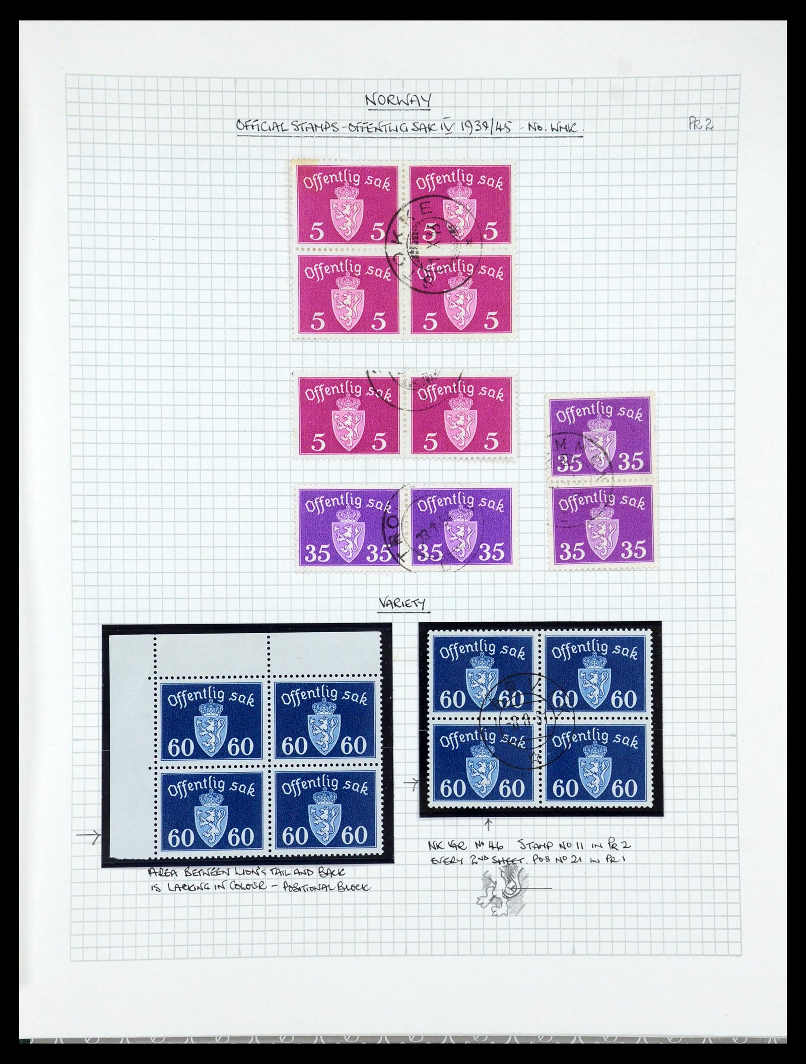 35667 131 - Postzegelverzameling 35667 Noorwegen dienst 1849-1982.