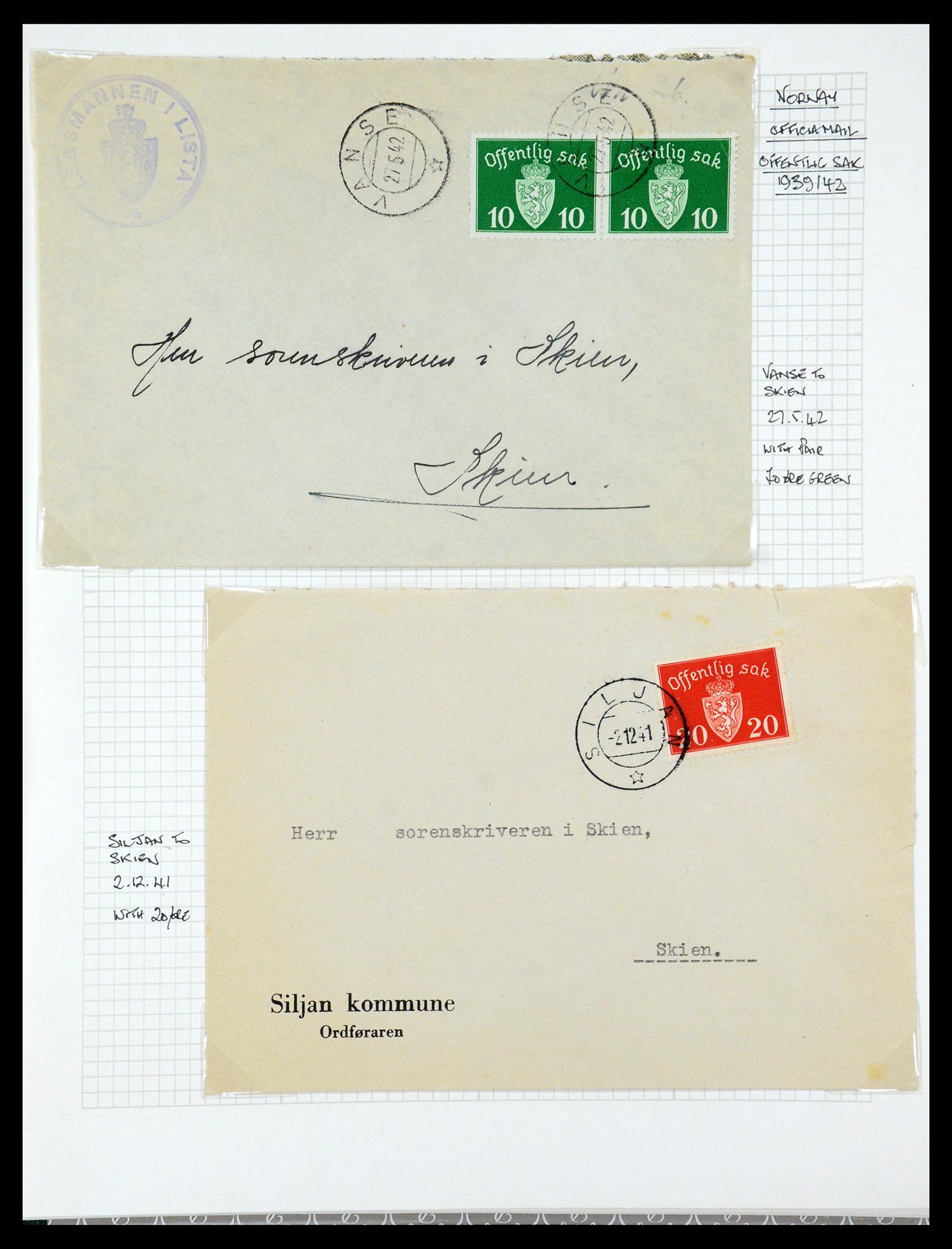 35667 135 - Postzegelverzameling 35667 Noorwegen dienst 1849-1982.