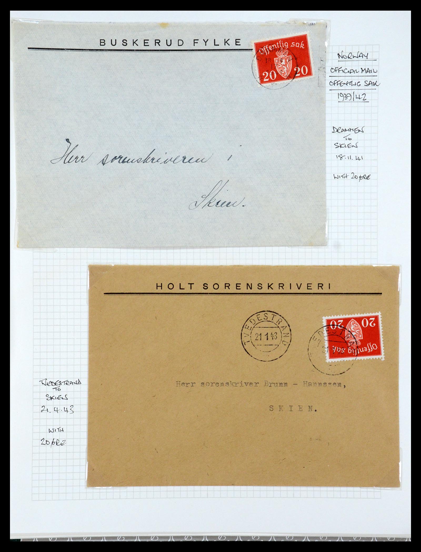 35667 136 - Postzegelverzameling 35667 Noorwegen dienst 1849-1982.