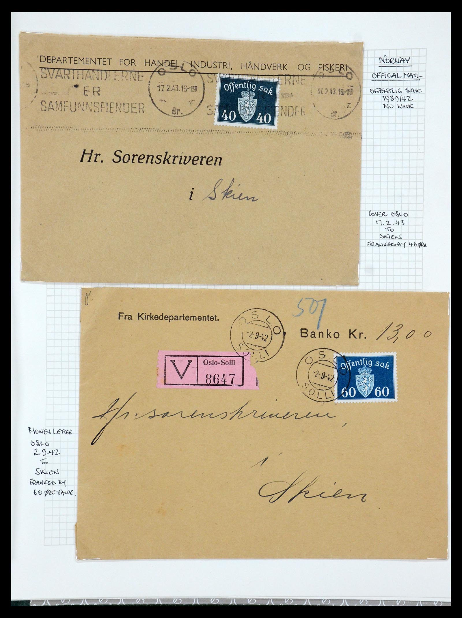 35667 141 - Postzegelverzameling 35667 Noorwegen dienst 1849-1982.