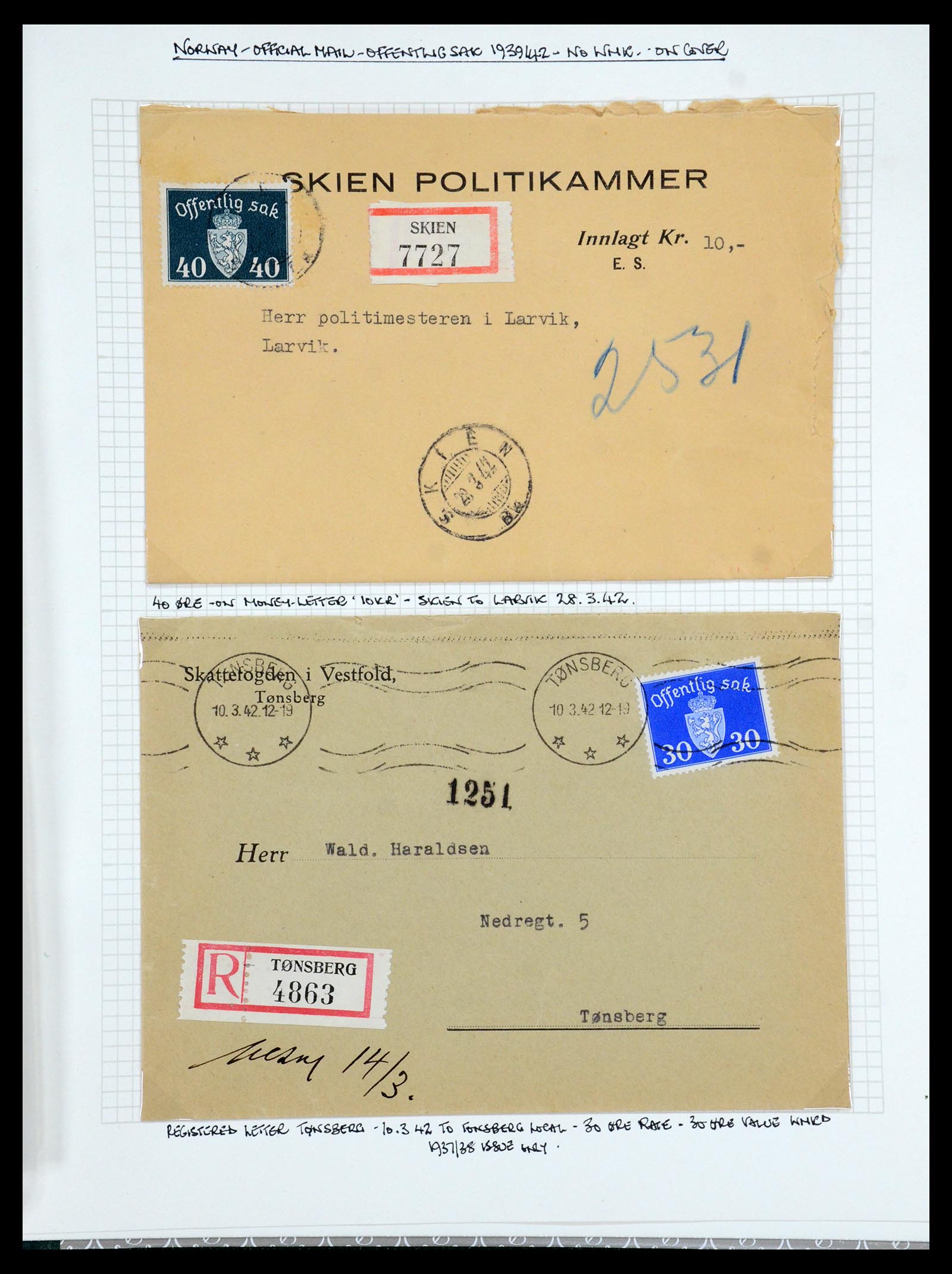 35667 142 - Postzegelverzameling 35667 Noorwegen dienst 1849-1982.