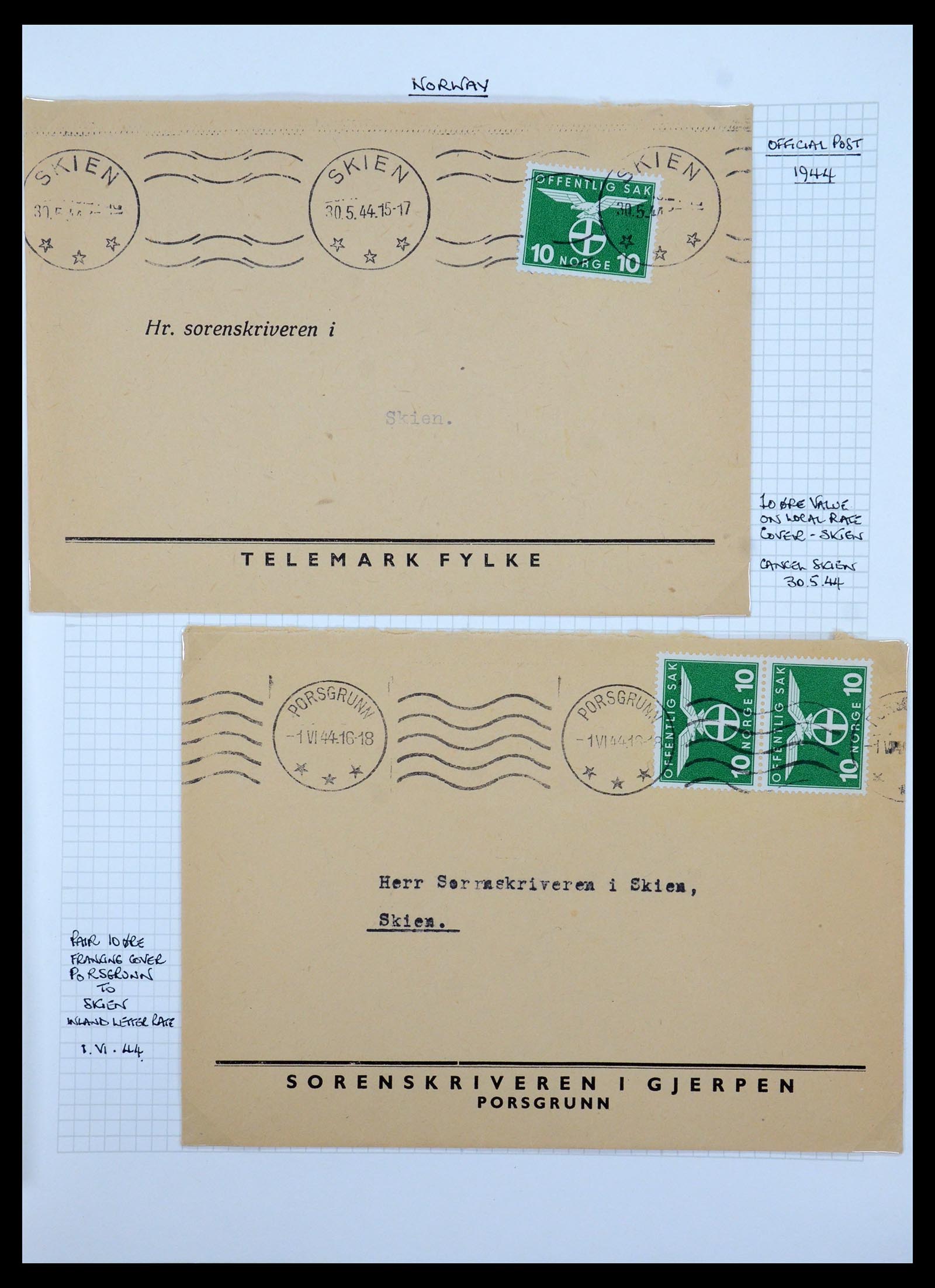 35667 152 - Postzegelverzameling 35667 Noorwegen dienst 1849-1982.