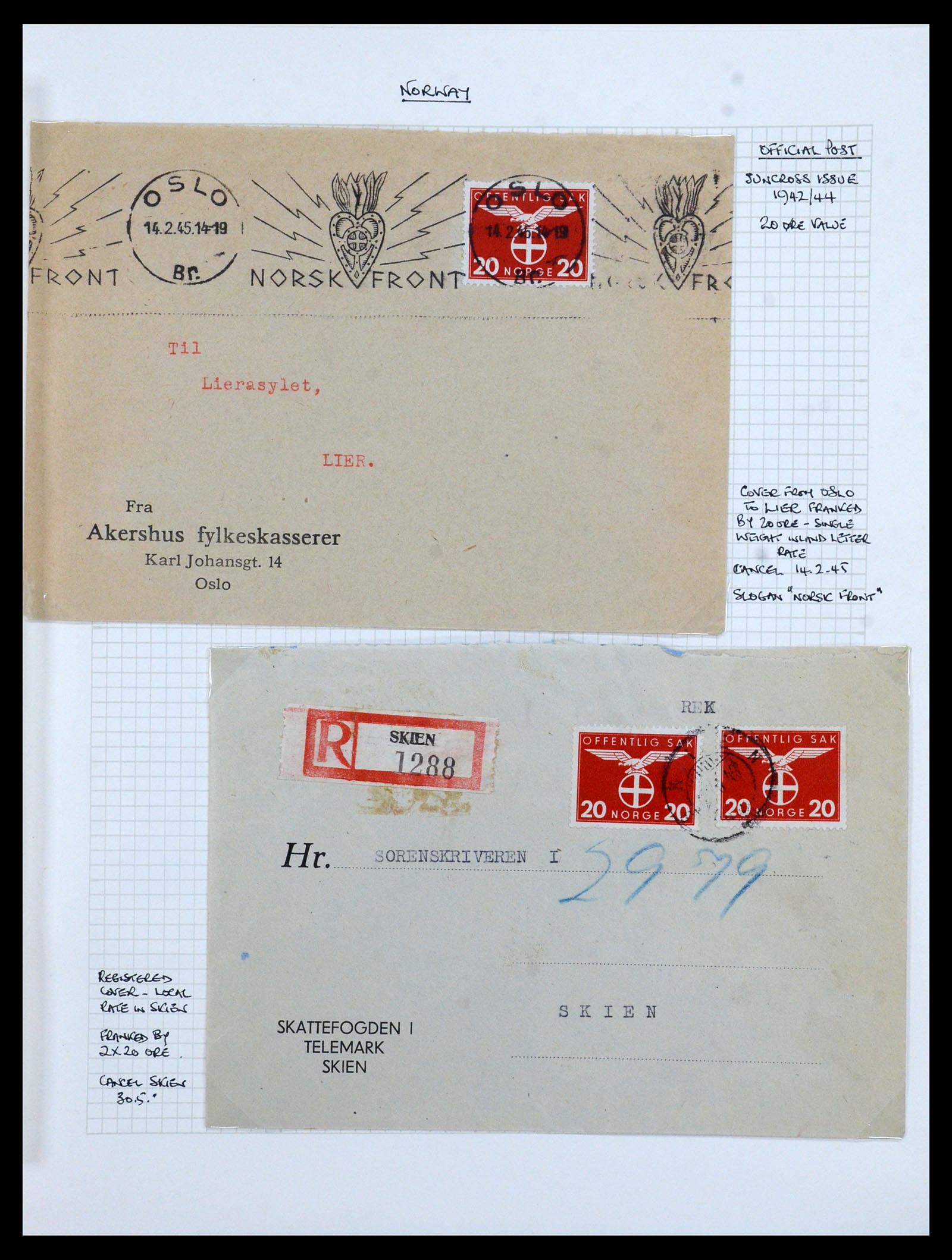 35667 154 - Postzegelverzameling 35667 Noorwegen dienst 1849-1982.