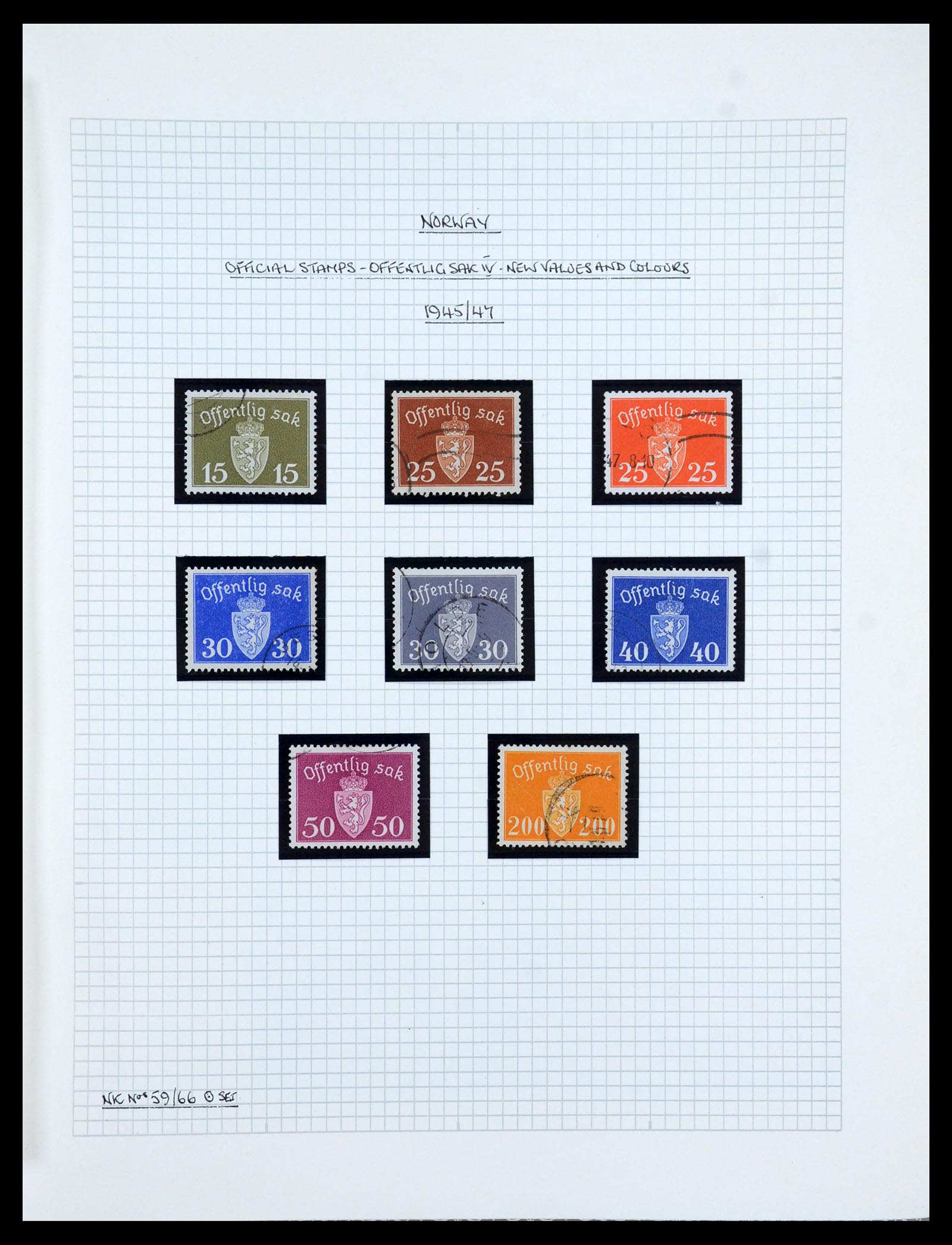 35667 163 - Postzegelverzameling 35667 Noorwegen dienst 1849-1982.