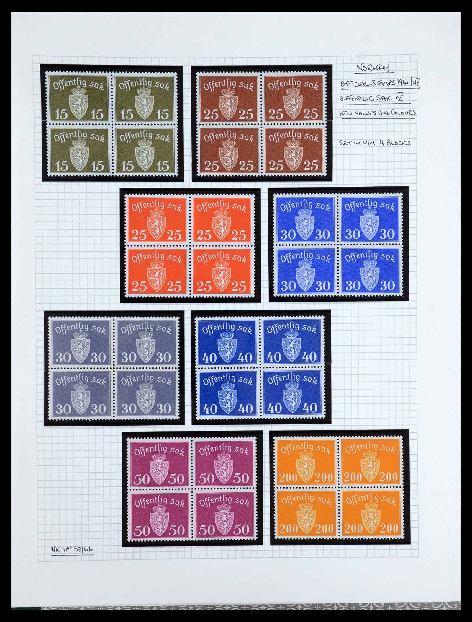 35667 164 - Postzegelverzameling 35667 Noorwegen dienst 1849-1982.