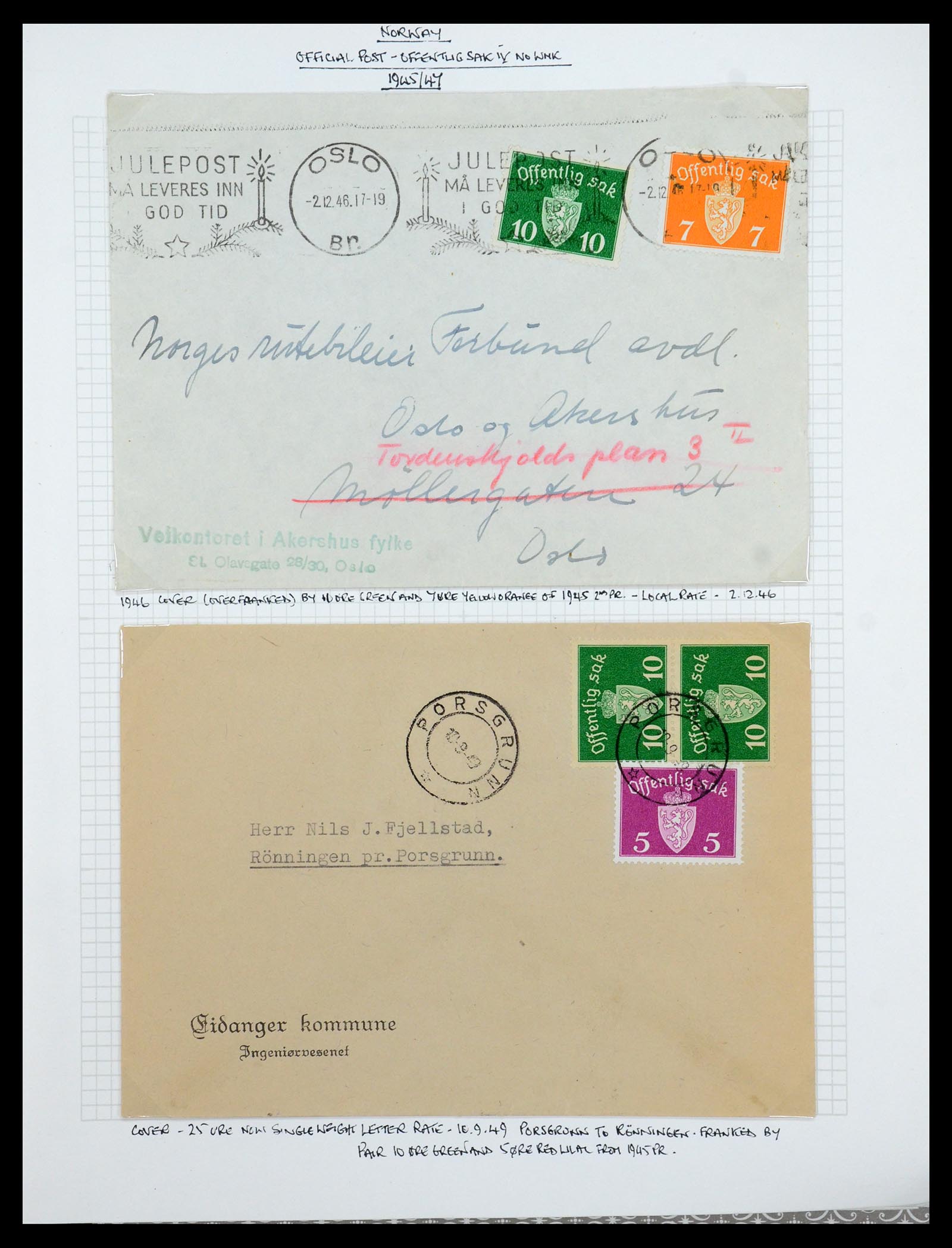 35667 166 - Postzegelverzameling 35667 Noorwegen dienst 1849-1982.