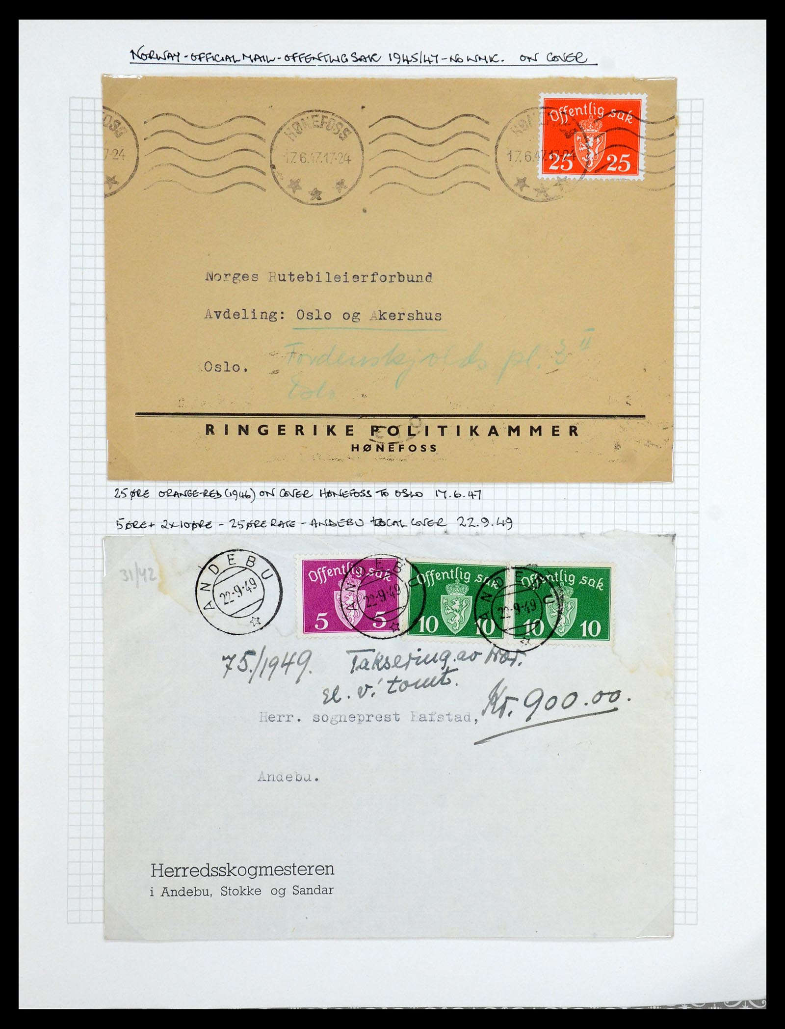 35667 167 - Postzegelverzameling 35667 Noorwegen dienst 1849-1982.