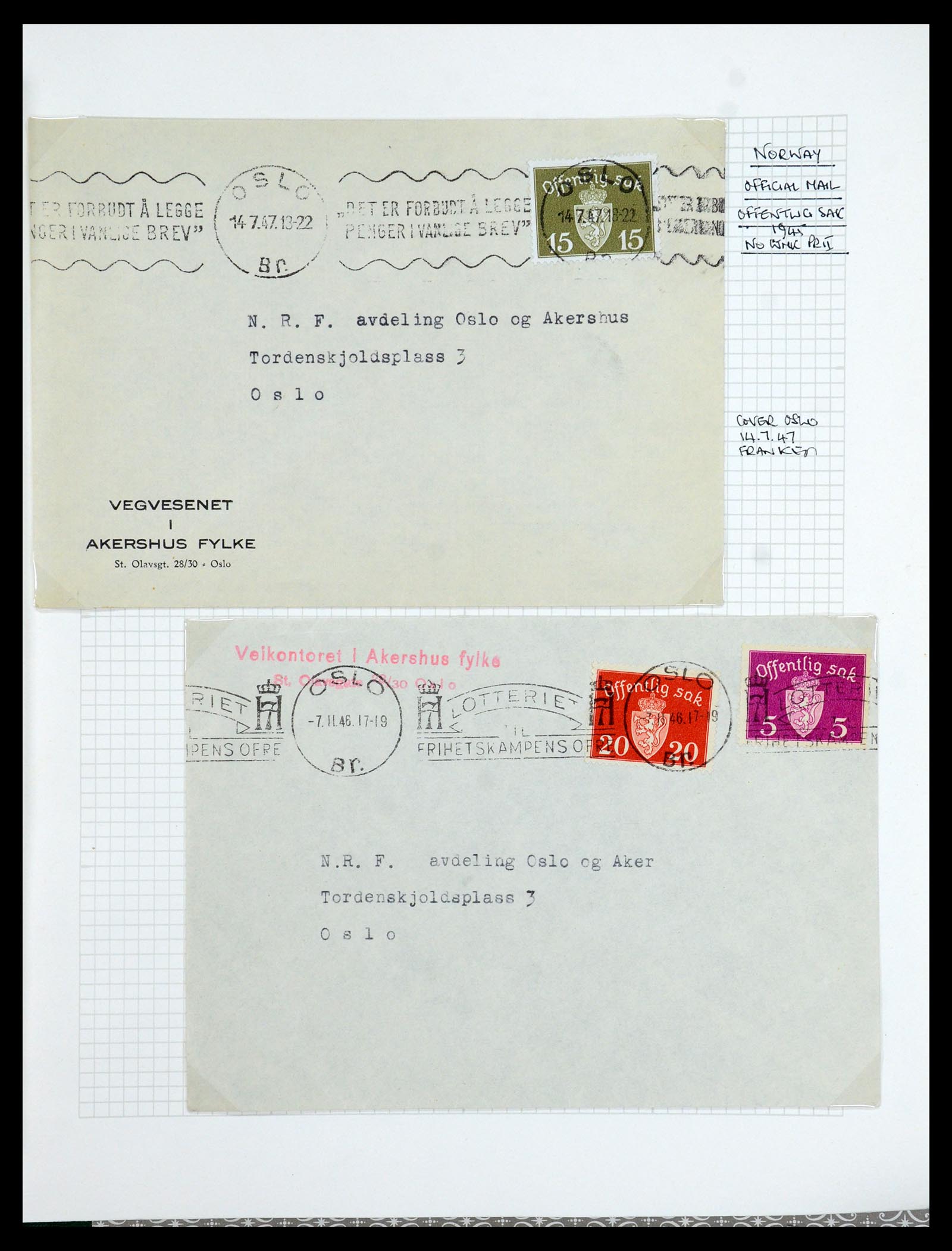 35667 168 - Postzegelverzameling 35667 Noorwegen dienst 1849-1982.