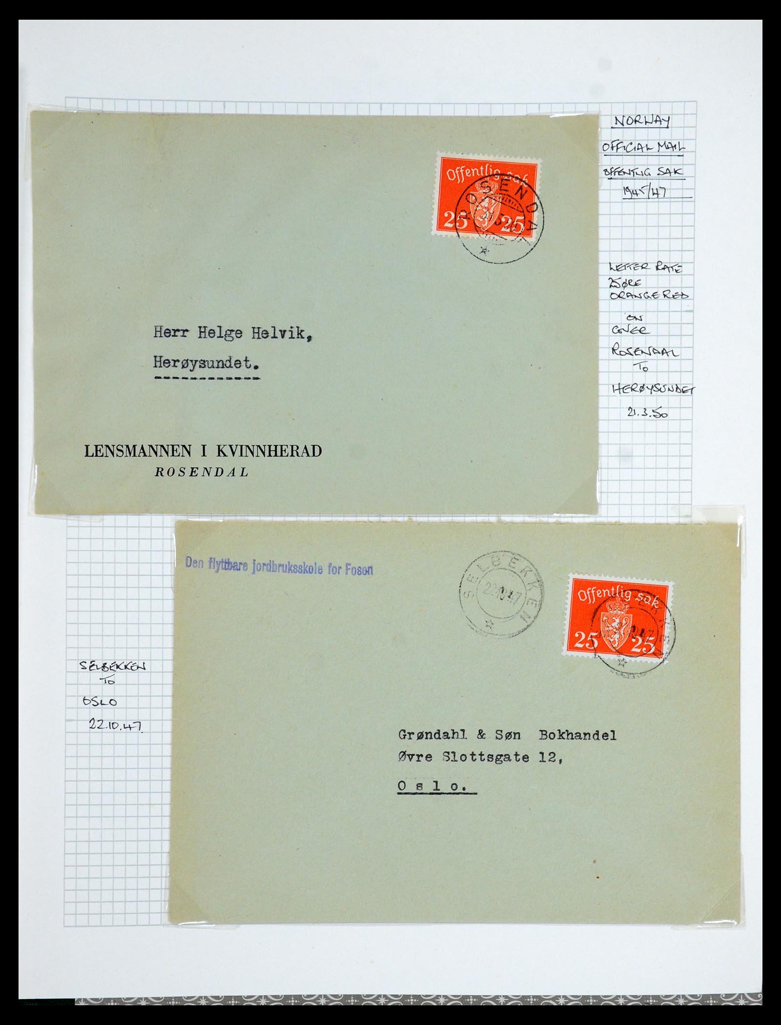 35667 169 - Postzegelverzameling 35667 Noorwegen dienst 1849-1982.