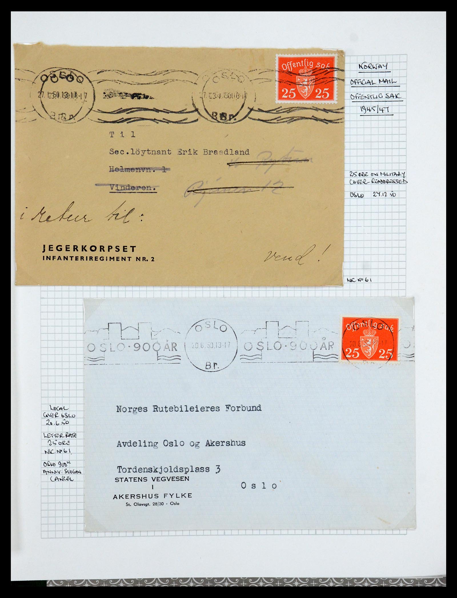 35667 170 - Postzegelverzameling 35667 Noorwegen dienst 1849-1982.