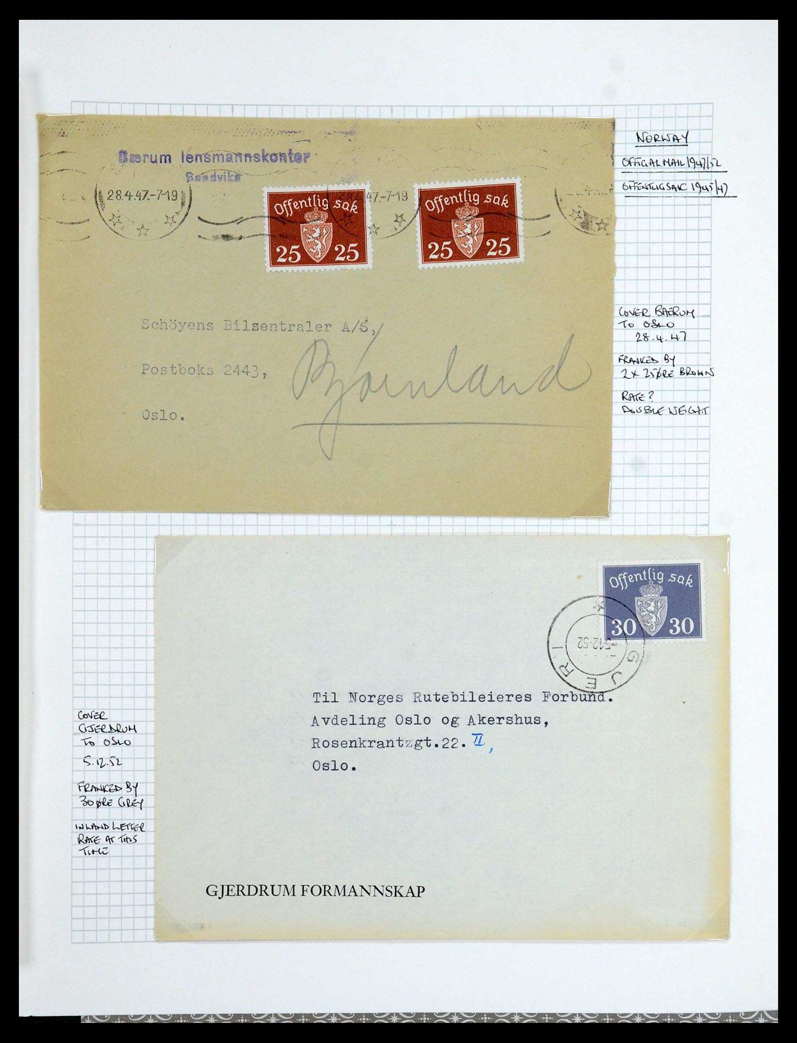 35667 171 - Postzegelverzameling 35667 Noorwegen dienst 1849-1982.