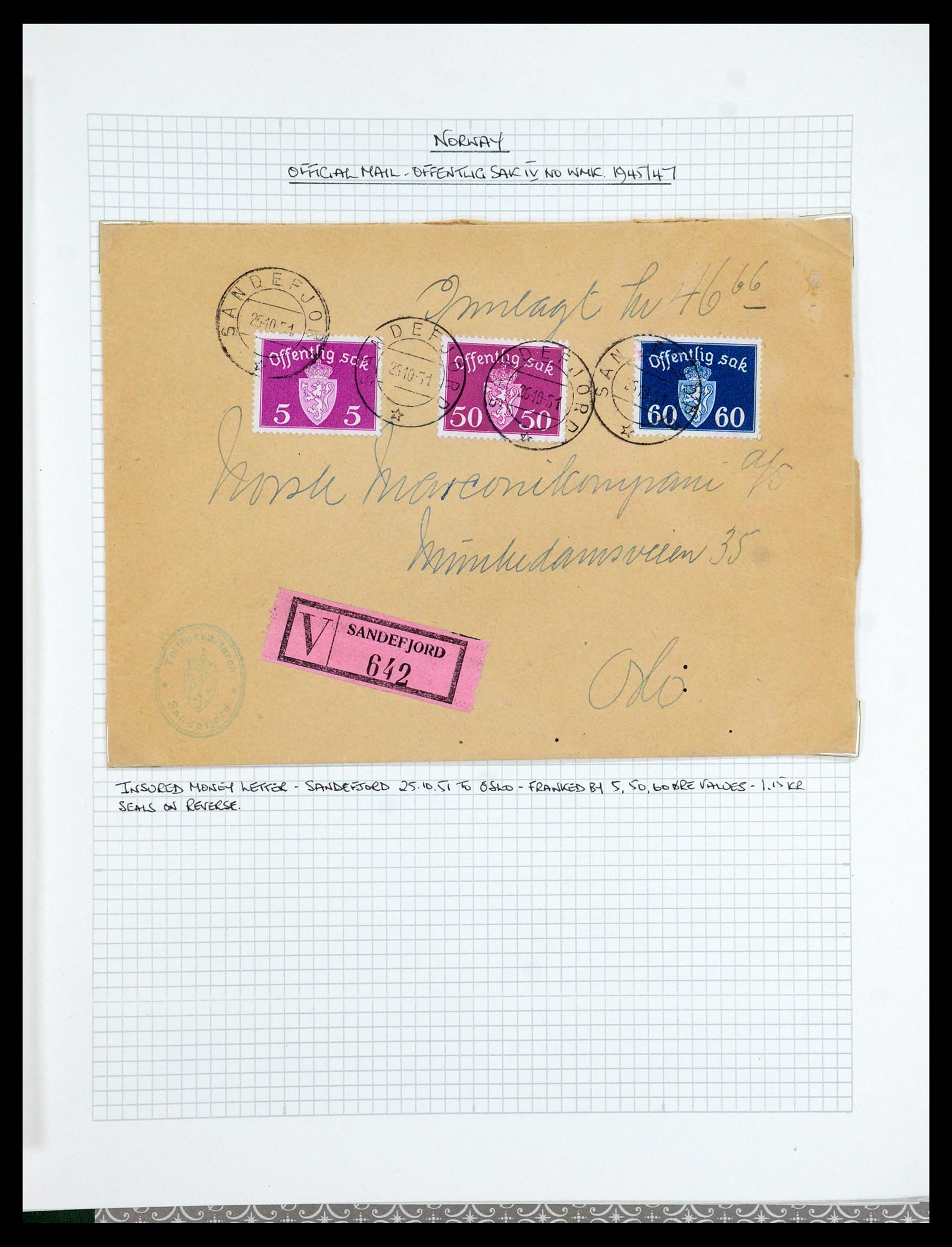 35667 173 - Postzegelverzameling 35667 Noorwegen dienst 1849-1982.
