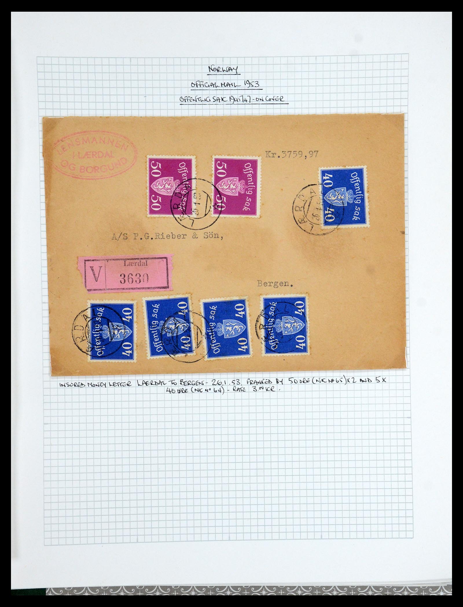35667 174 - Postzegelverzameling 35667 Noorwegen dienst 1849-1982.