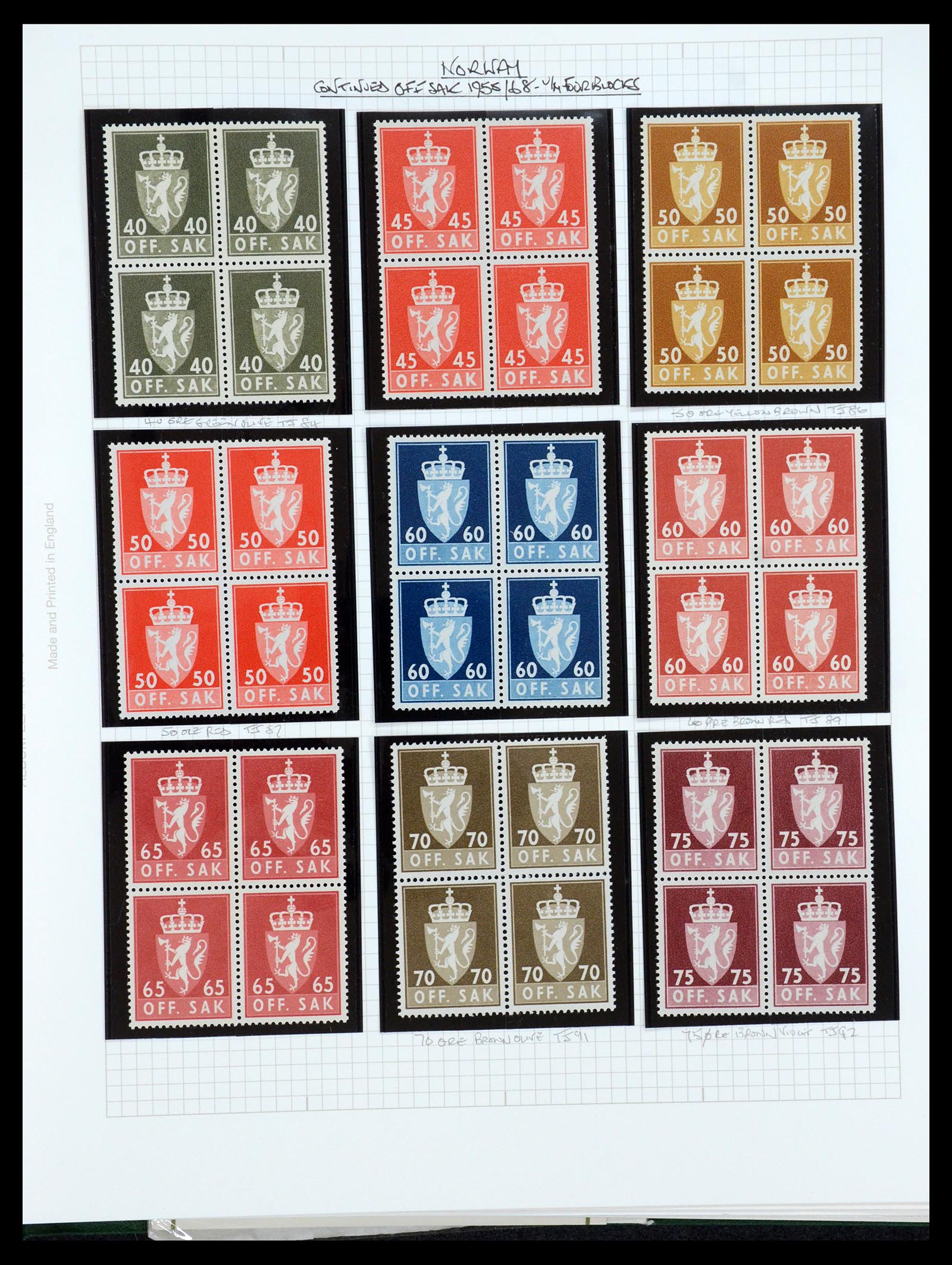 35667 191 - Postzegelverzameling 35667 Noorwegen dienst 1849-1982.