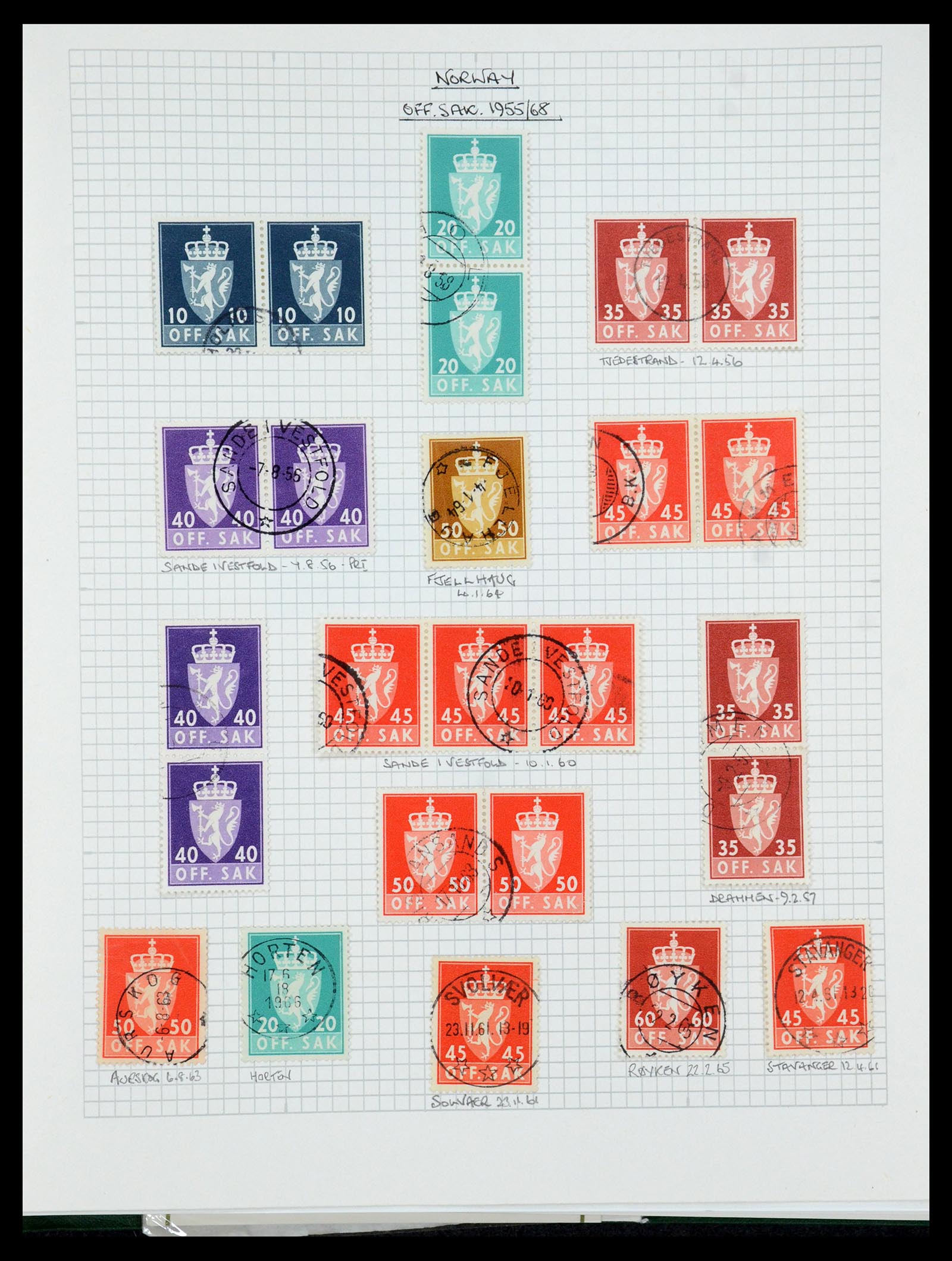 35667 194 - Postzegelverzameling 35667 Noorwegen dienst 1849-1982.