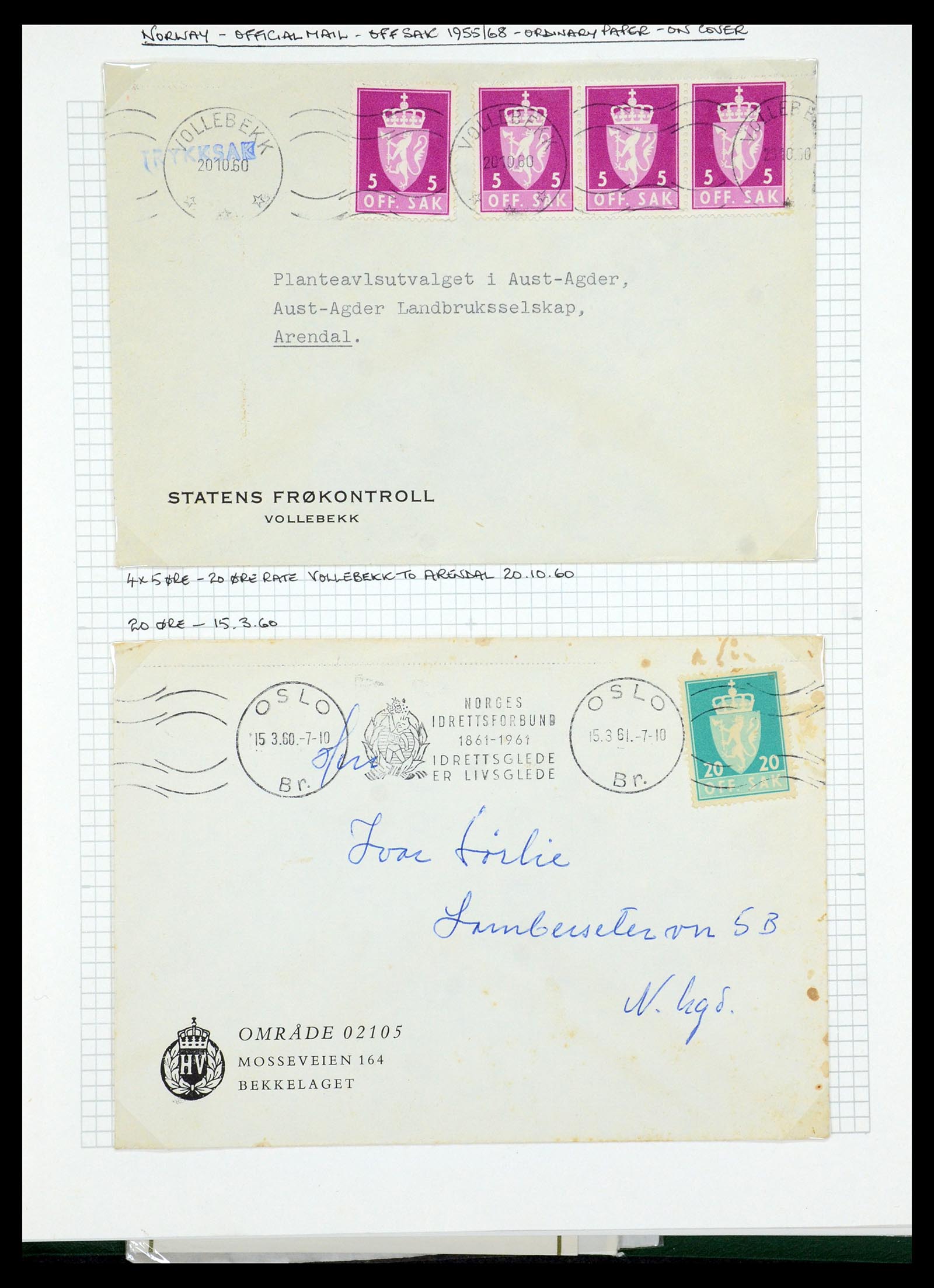 35667 196 - Postzegelverzameling 35667 Noorwegen dienst 1849-1982.