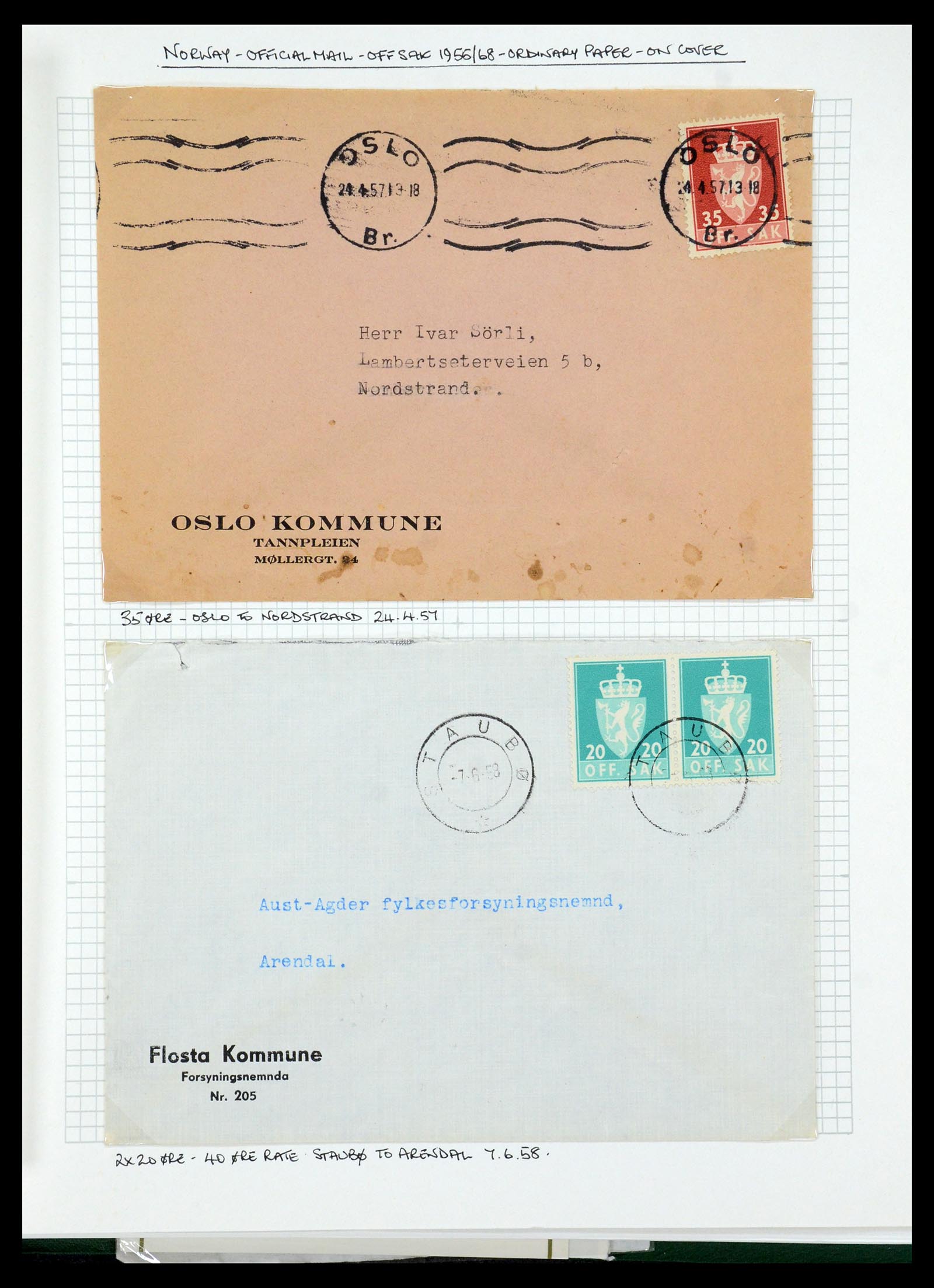 35667 197 - Postzegelverzameling 35667 Noorwegen dienst 1849-1982.