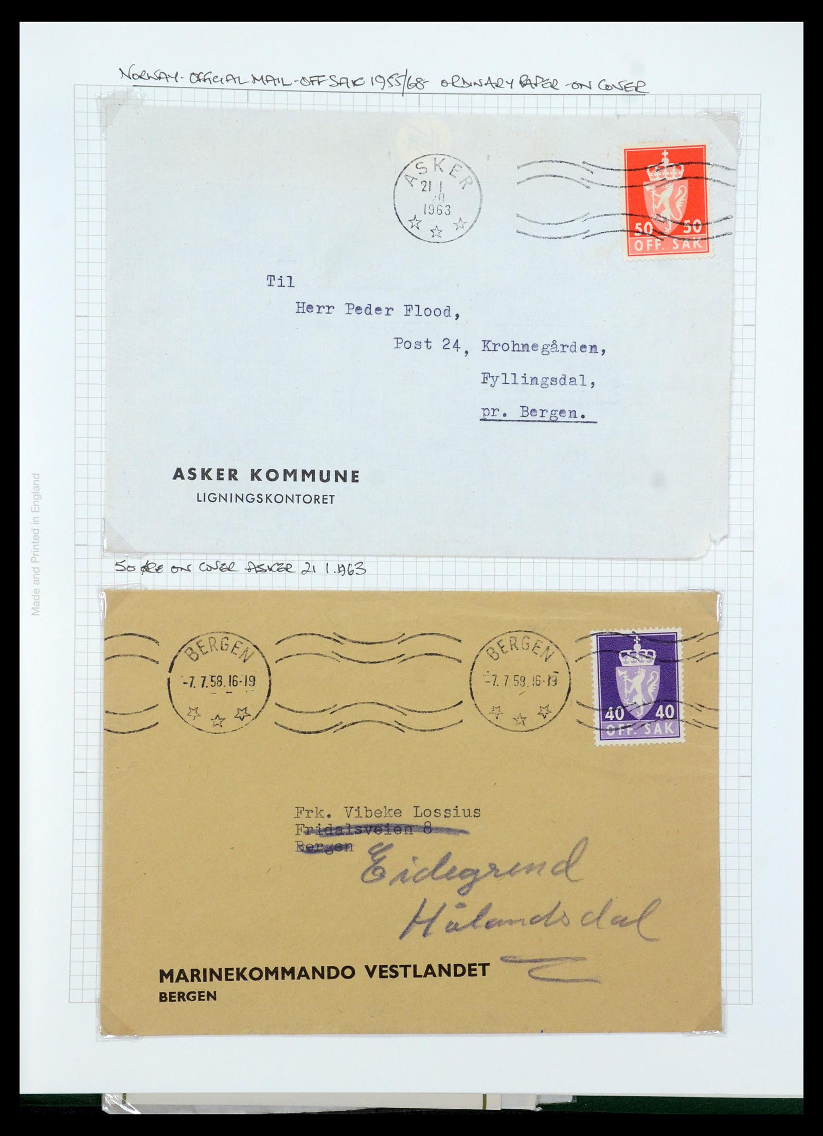 35667 199 - Postzegelverzameling 35667 Noorwegen dienst 1849-1982.