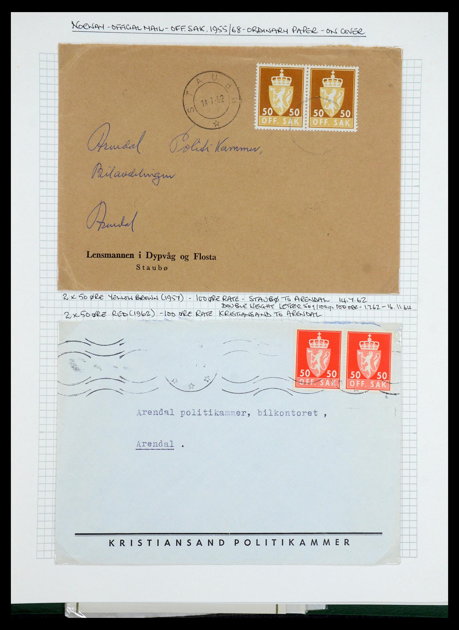 35667 204 - Postzegelverzameling 35667 Noorwegen dienst 1849-1982.