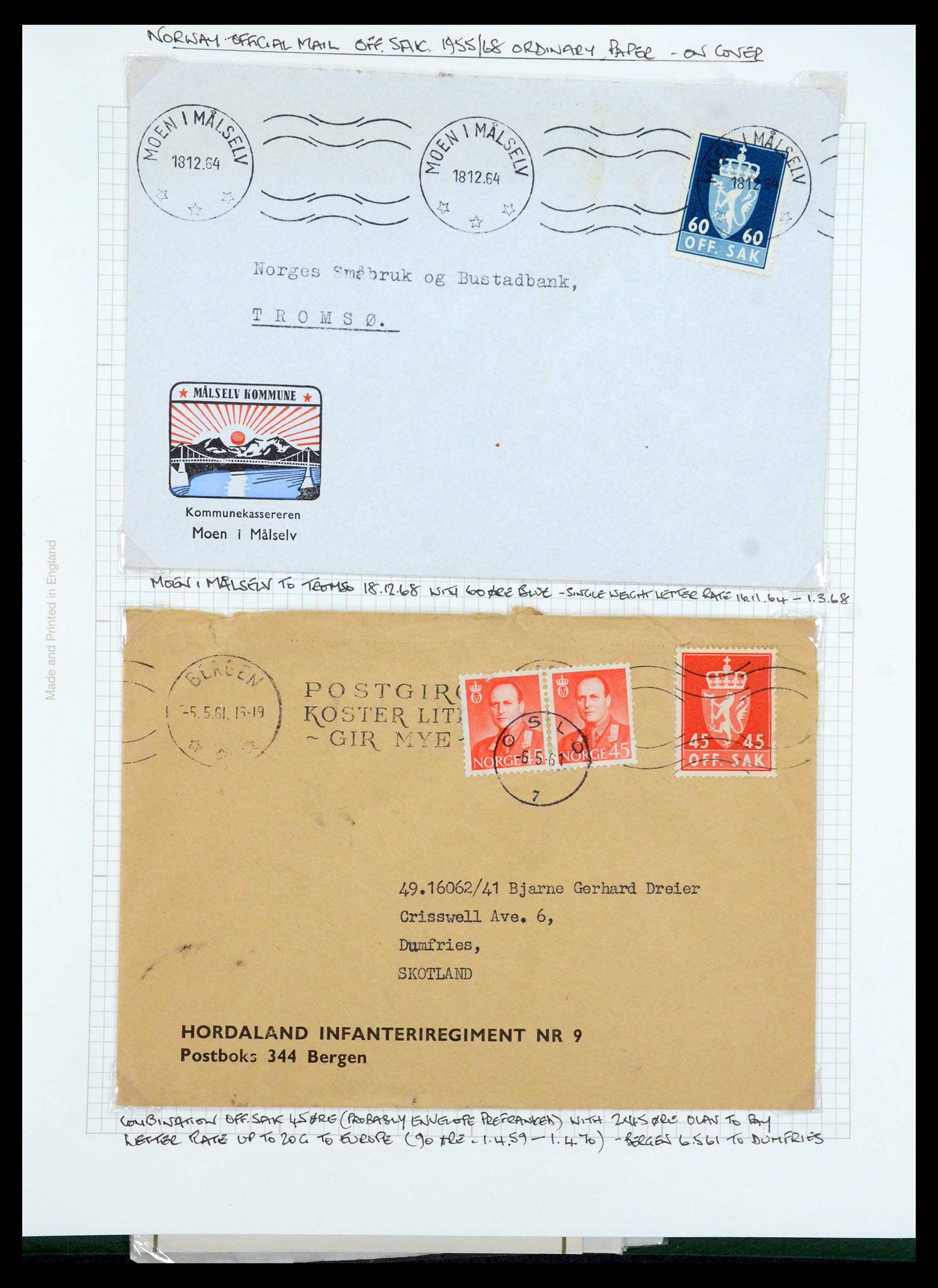 35667 206 - Postzegelverzameling 35667 Noorwegen dienst 1849-1982.