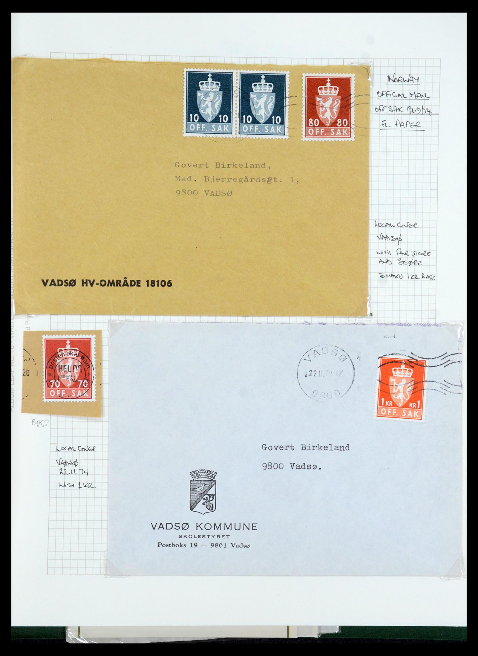 35667 215 - Postzegelverzameling 35667 Noorwegen dienst 1849-1982.