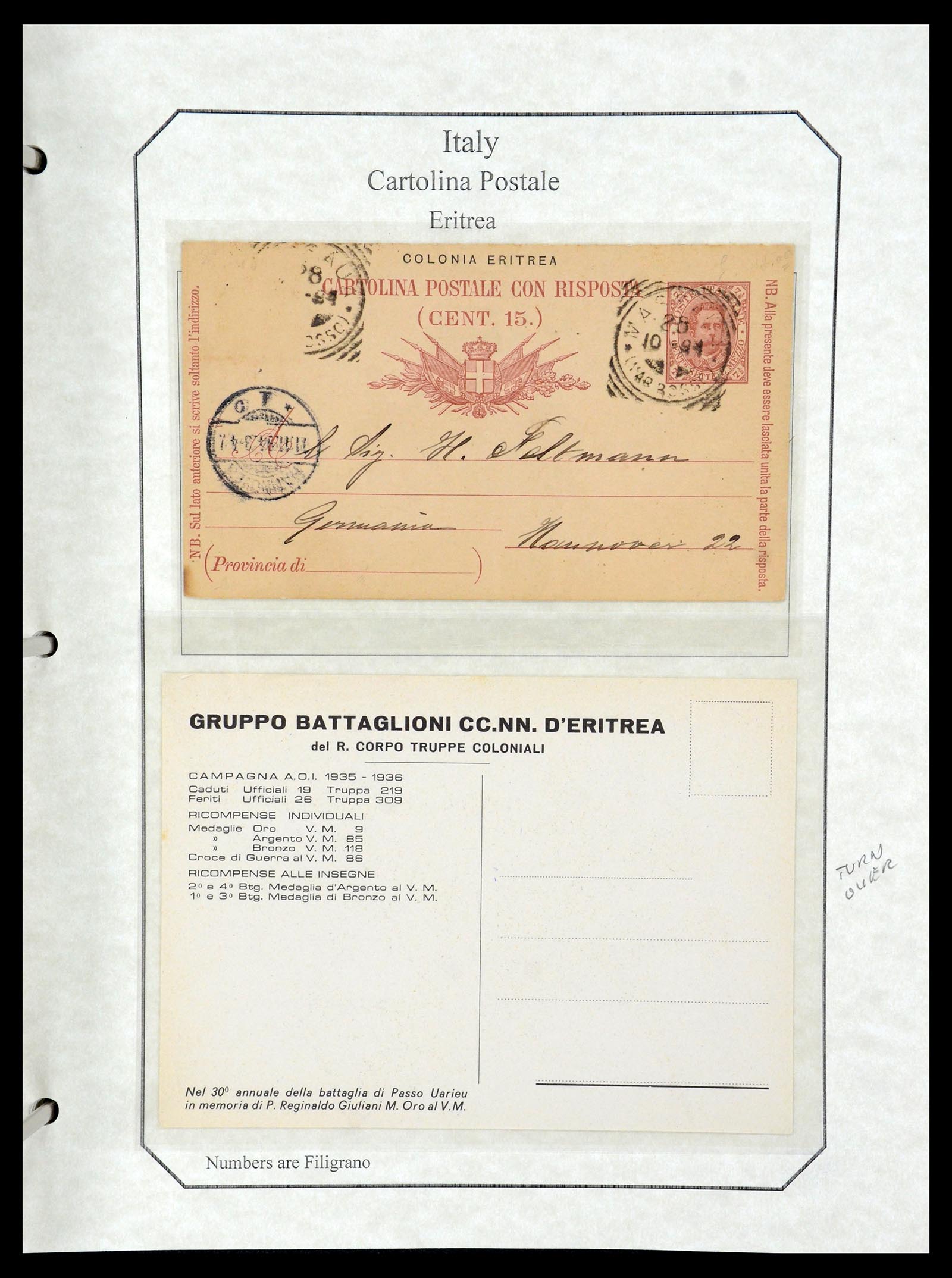 36166 110 - Postzegelverzameling 36166 Italië en gebieden brieven 1800-1980.