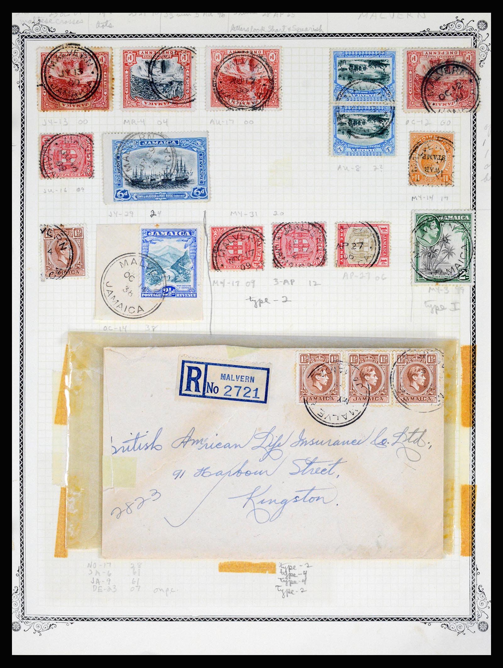 36195 0262 - Postzegelverzameling 36195 Jamaica stempelverzameling 1857-1960.
