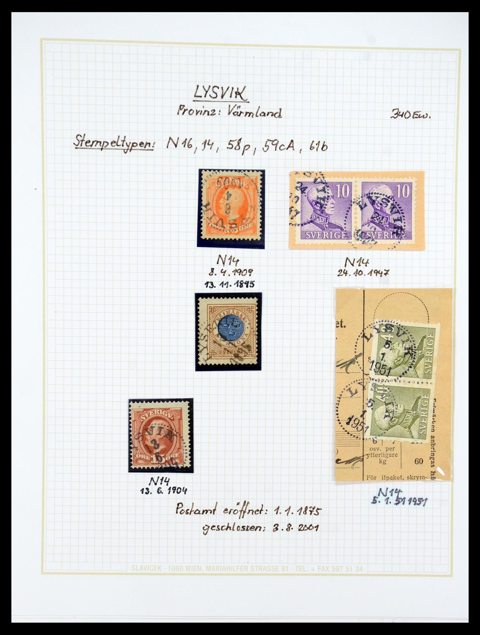 36259 062 - Stamp collection 36259 Sweden cancels 1858-1950.