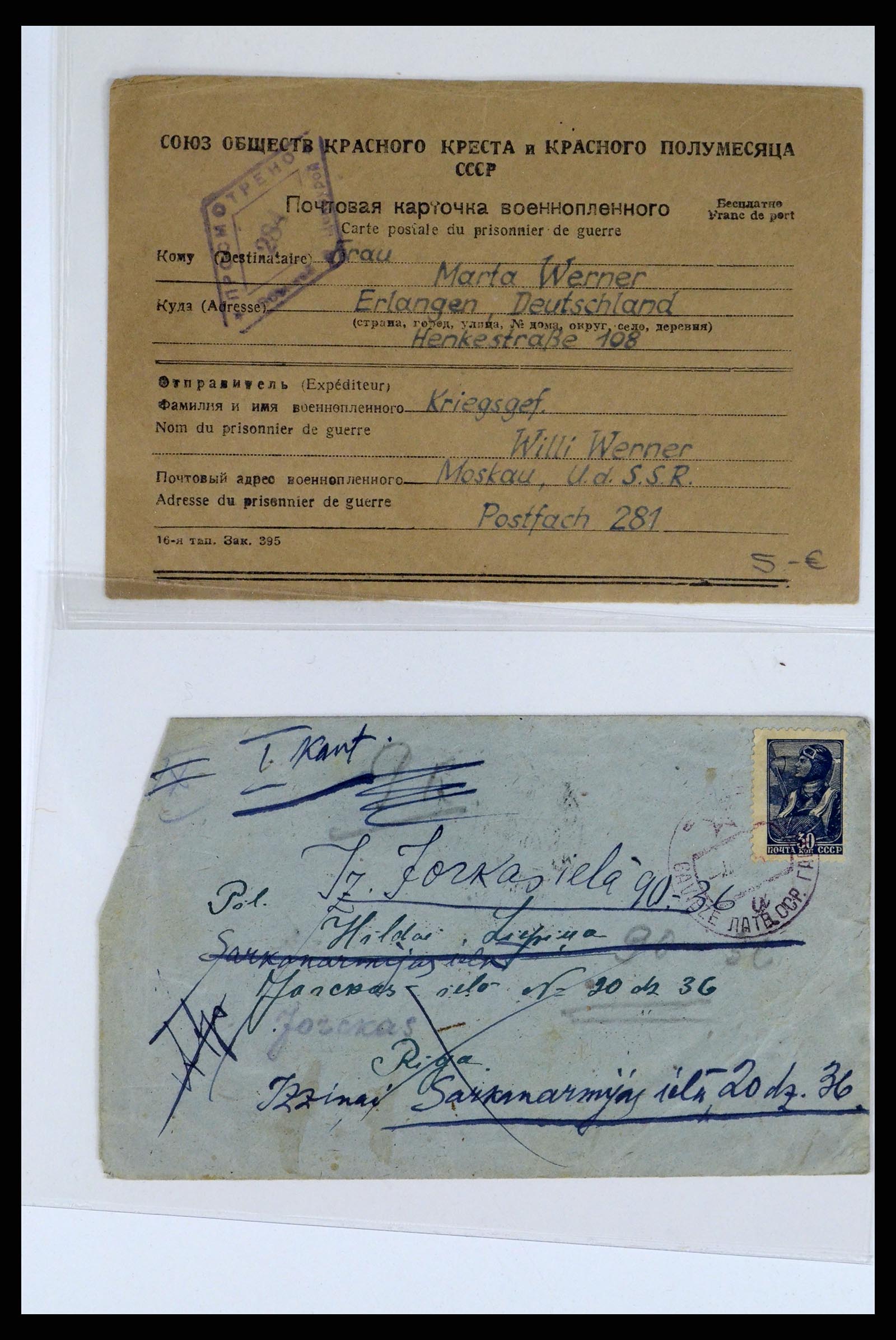 36347 100 - Postzegelverzameling 36347 Rusland brieven 1887-1947.
