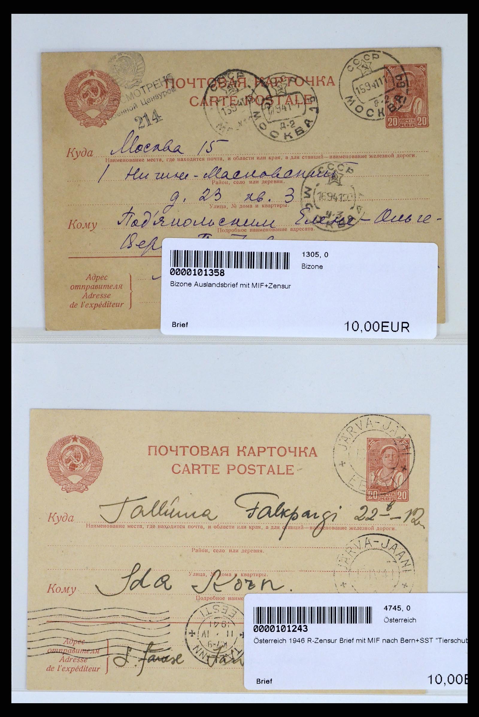 36347 156 - Postzegelverzameling 36347 Rusland brieven 1887-1947.