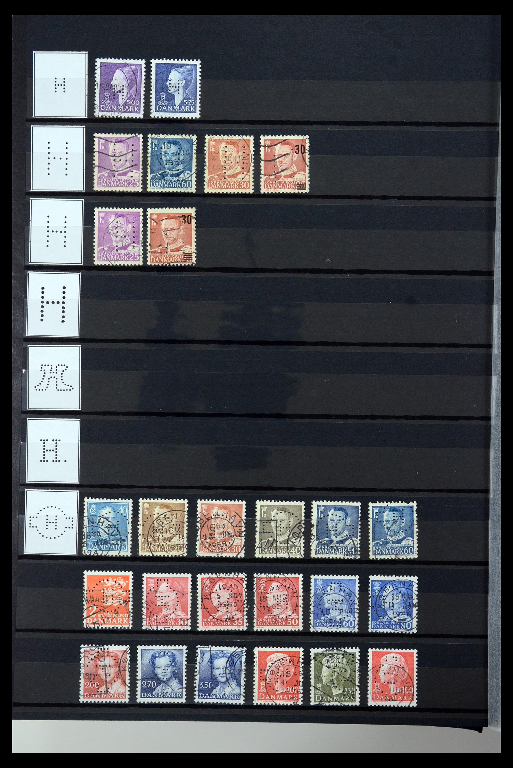 36396 125 - Postzegelverzameling 36396 Denemarken perfins.