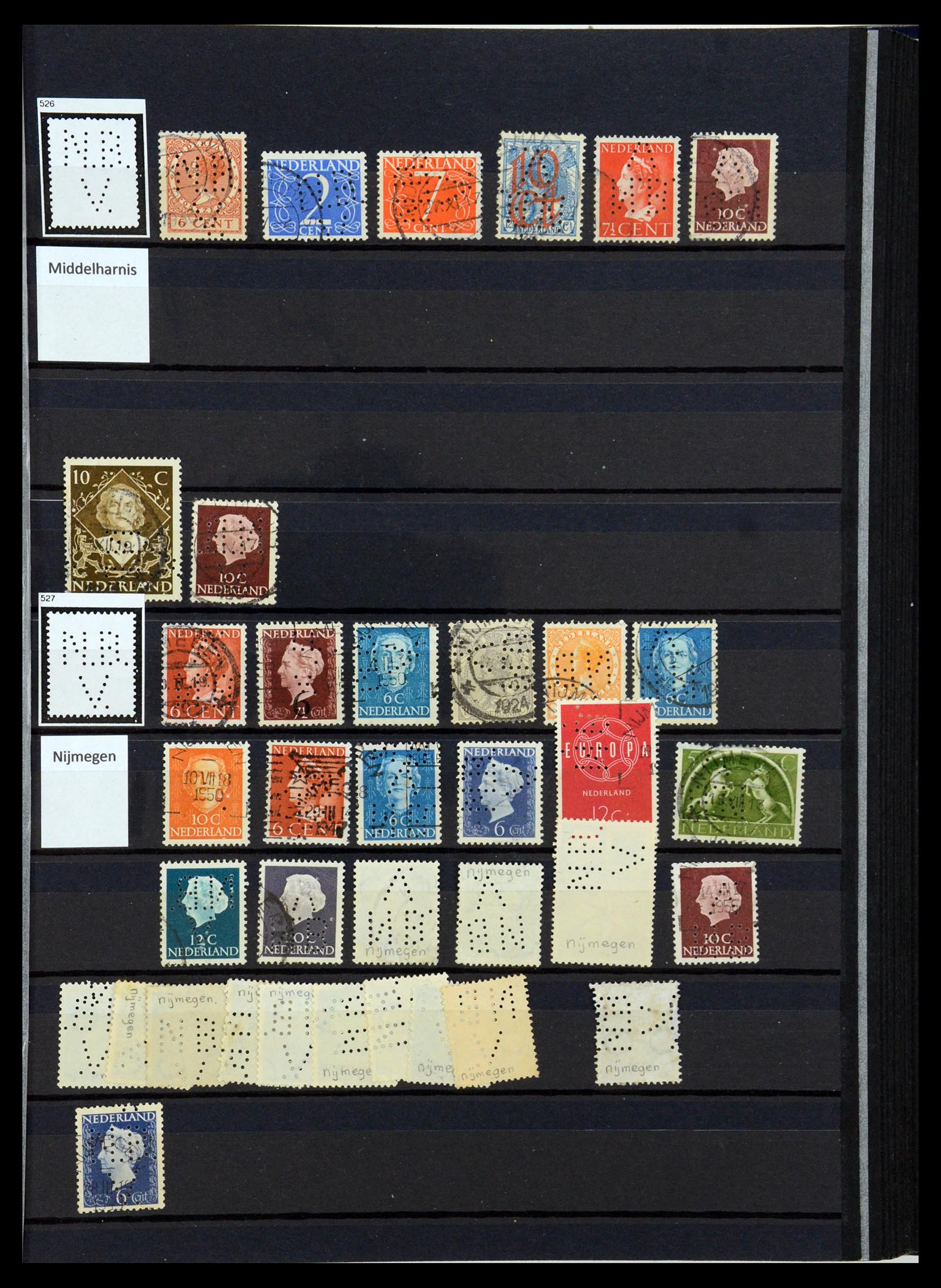36400 211 - Postzegelverzameling 36400 Nederland perfins 1872-1980.