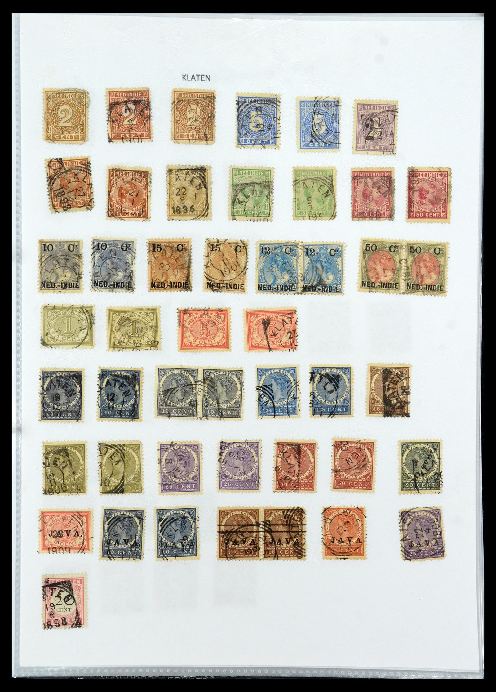 36432 071 - Postzegelverzameling 36432 Nederlands Indië vierkant stempels.