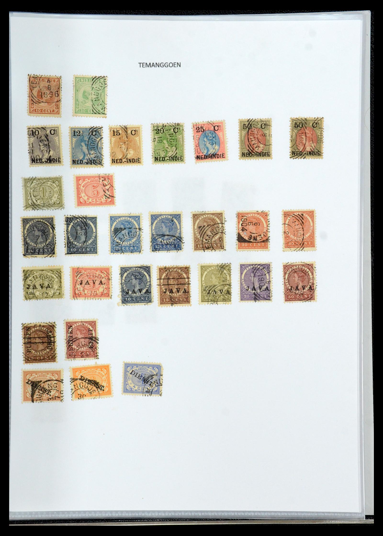 36432 204 - Postzegelverzameling 36432 Nederlands Indië vierkant stempels.