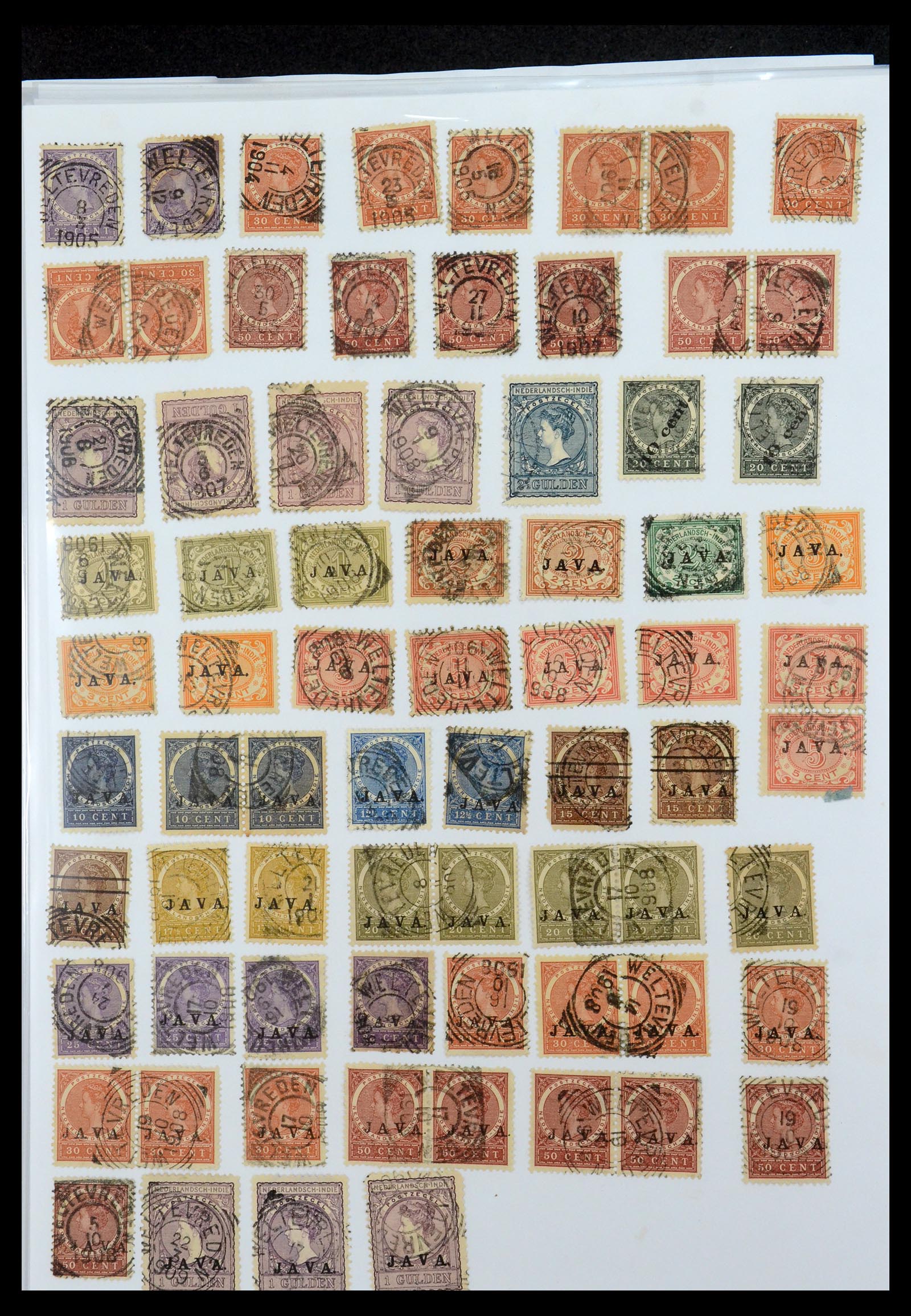 36432 218 - Postzegelverzameling 36432 Nederlands Indië vierkant stempels.