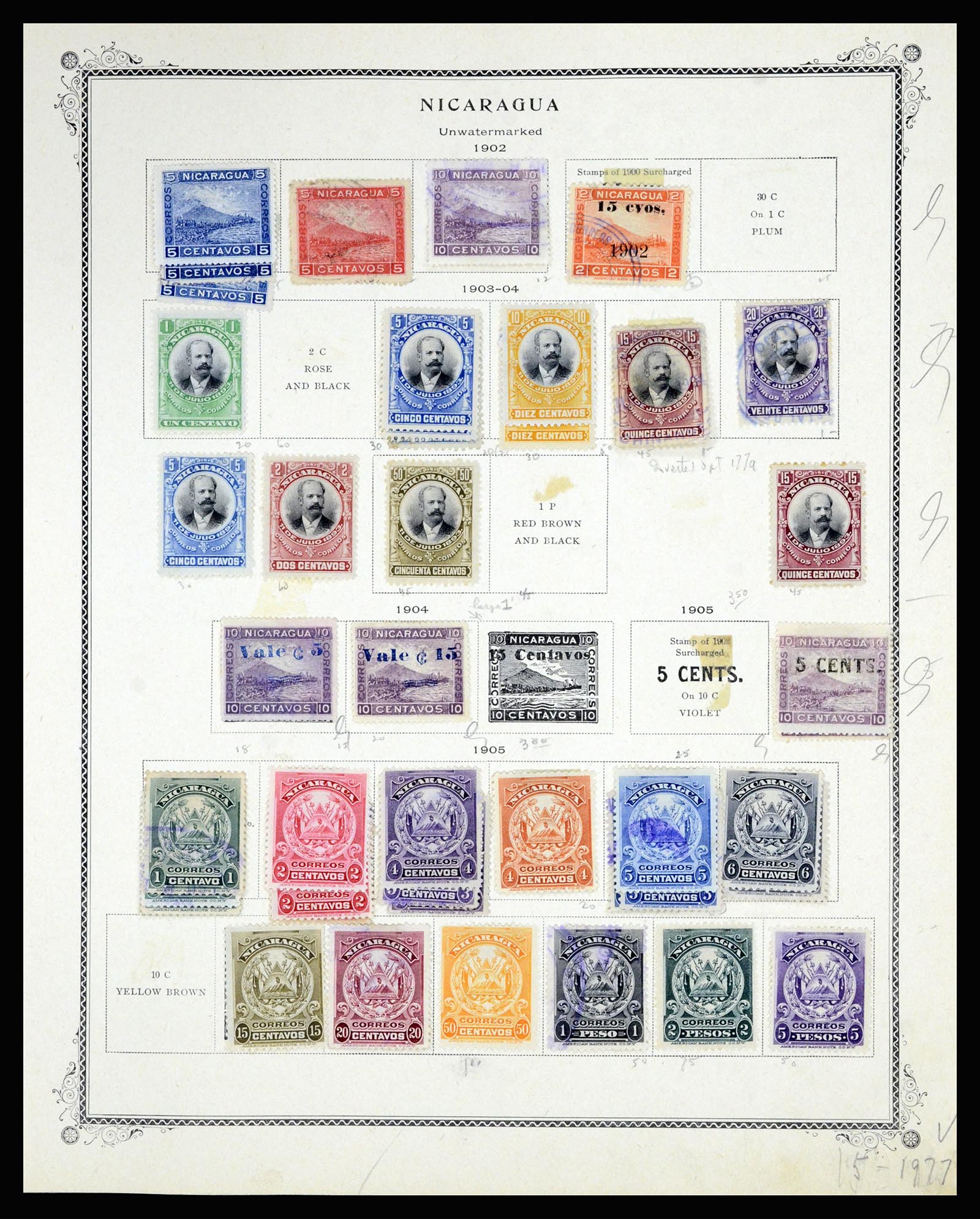 36494 002 - Postzegelverzameling 36494 Nicaragua 1902-1945.