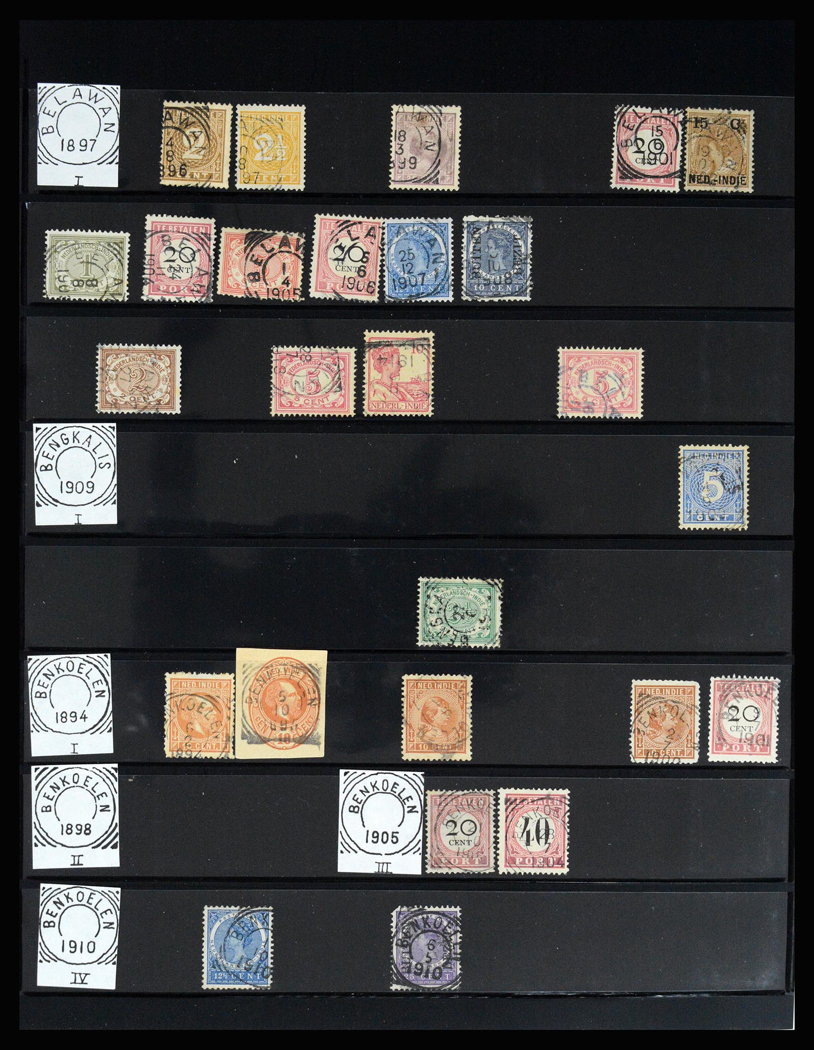 36512 108 - Stamp collection 36512 Nederlands Indië stempels 1872-1930.
